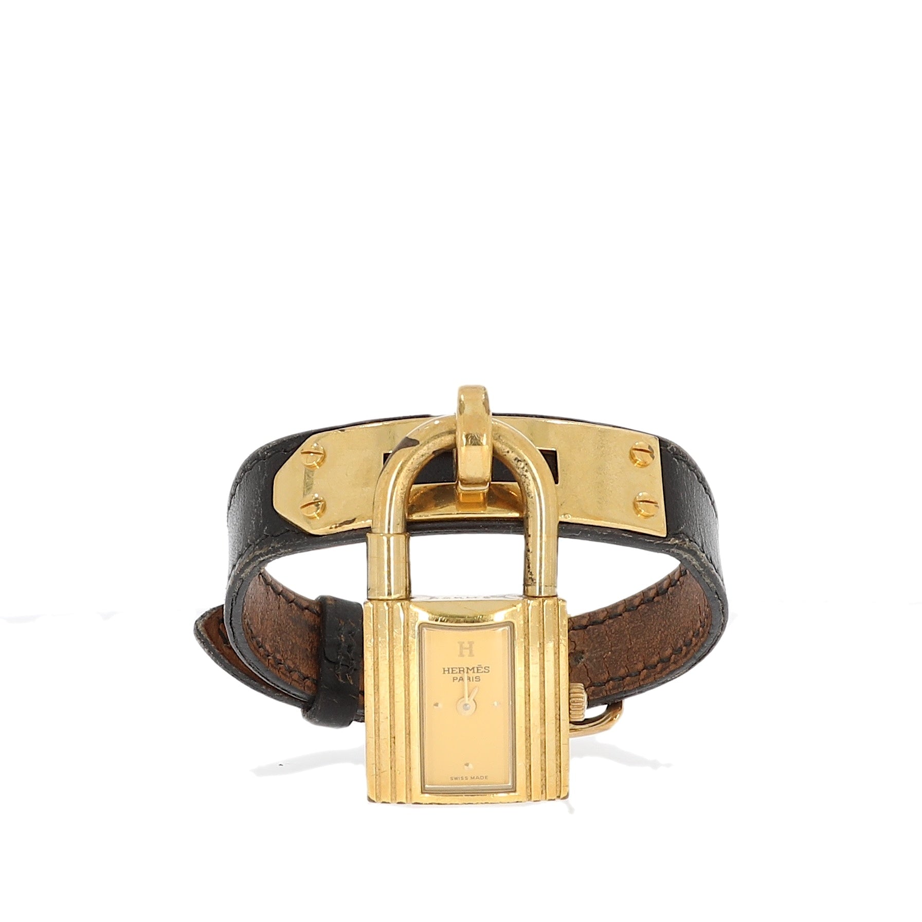 image of HERMES Kelly Watch in Black Leather