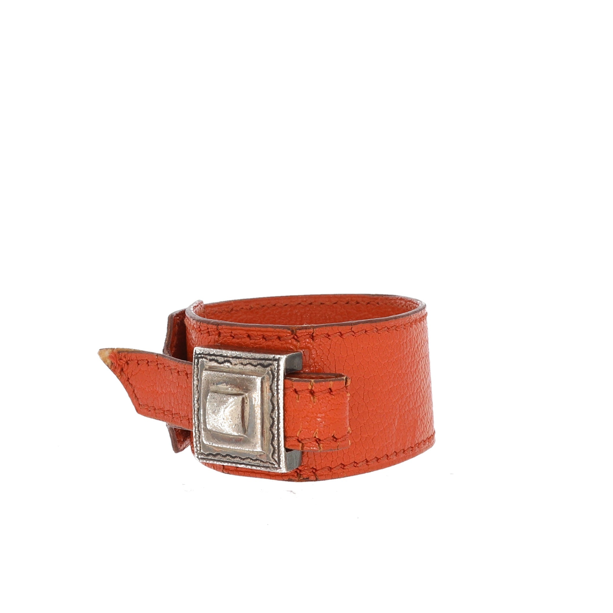 Image of HERMES Artemis Bracelet in Orange Leather