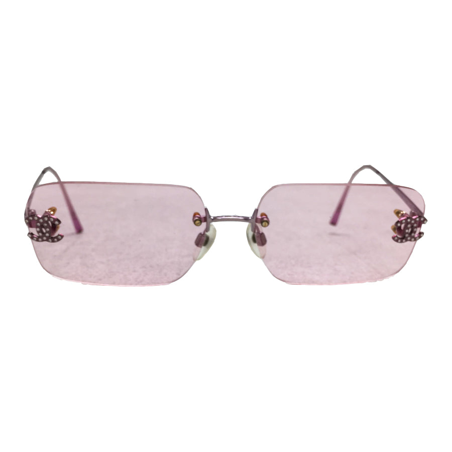 chanel 2047-b swarovski rhinestone pink tinted sunglasses