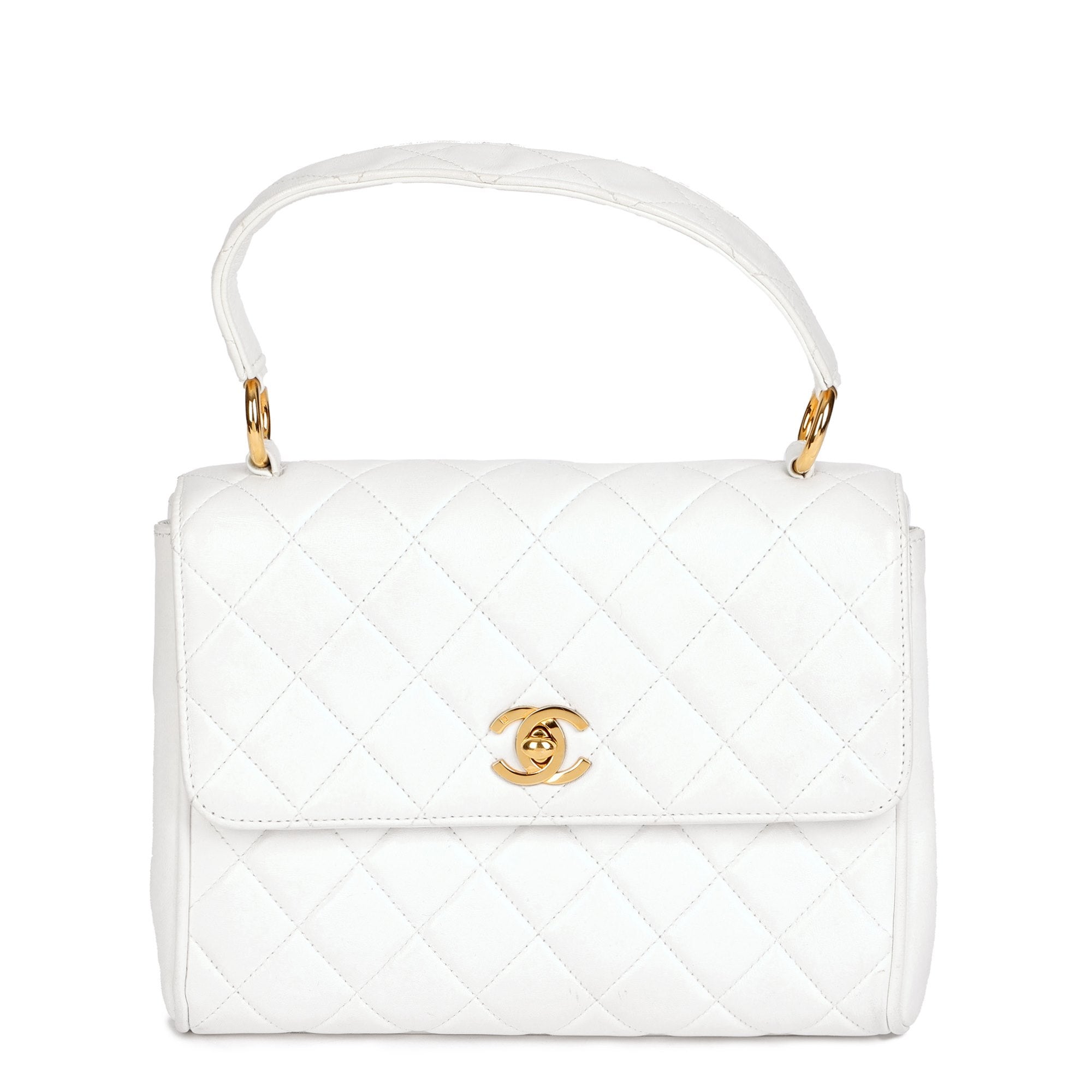 Chanel White Quilted Caviar Leather Zip Expandable Shoulder Bag  Yoogis  Closet