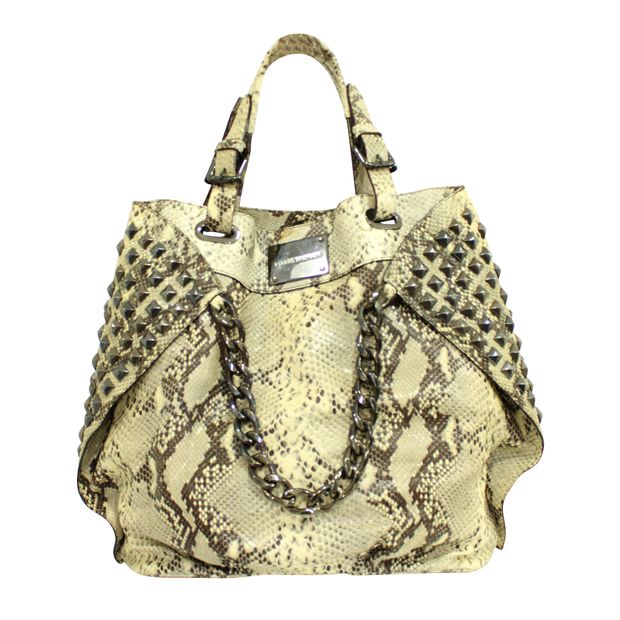 pierre balmain python studs tote, grey