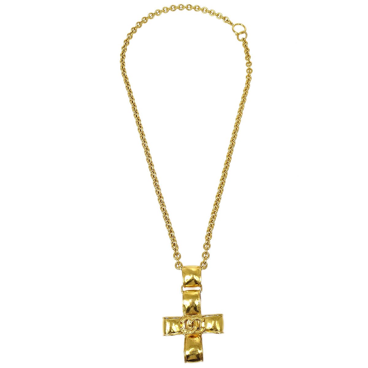 CHANEL 1994 Ribbon Cross Necklace AO34611