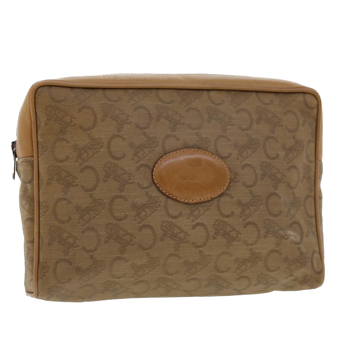 Image of CELINE C Macadam Canvas Clutch Bag Beige Auth bs5459