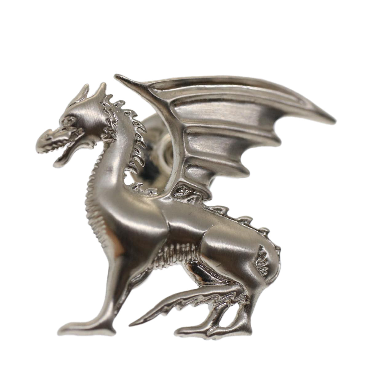 image of HERMES Dragon Brooch Metal Silver Auth bs7410