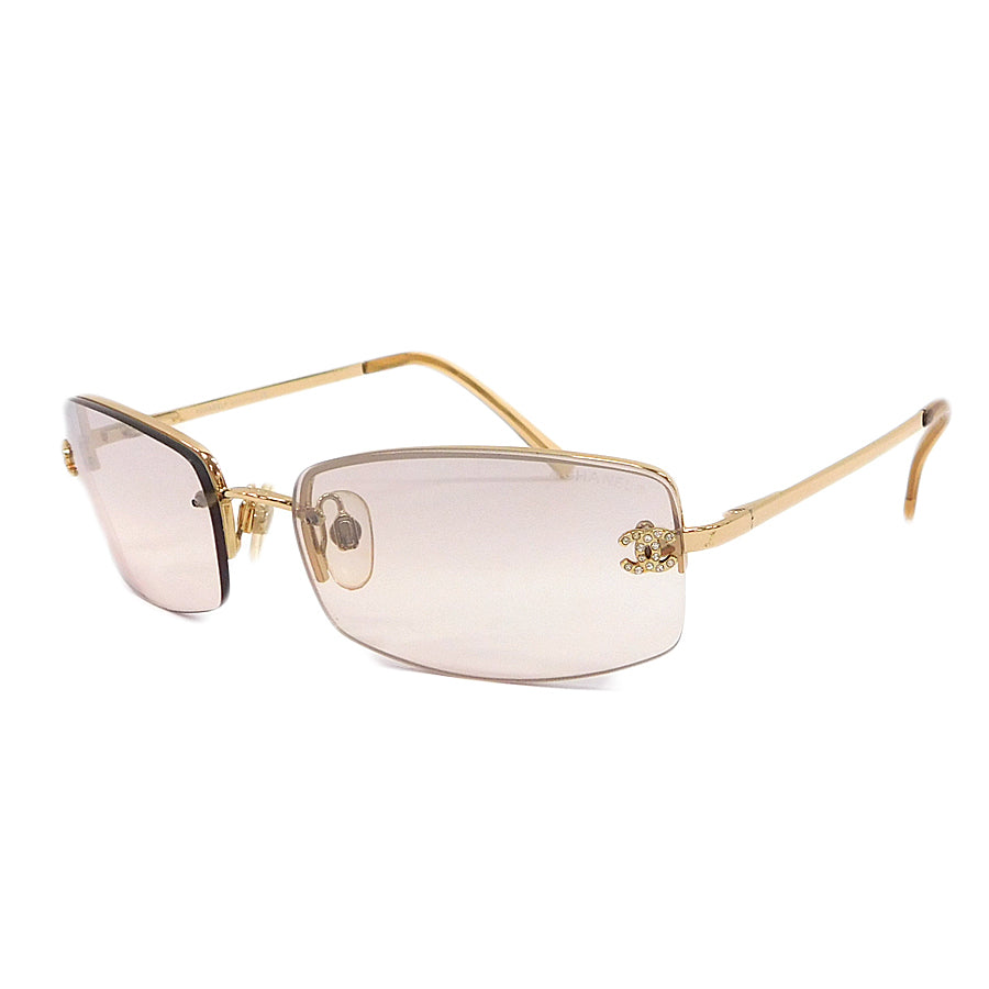 chanel 4093-b swarovski cc logo gold sunglasses