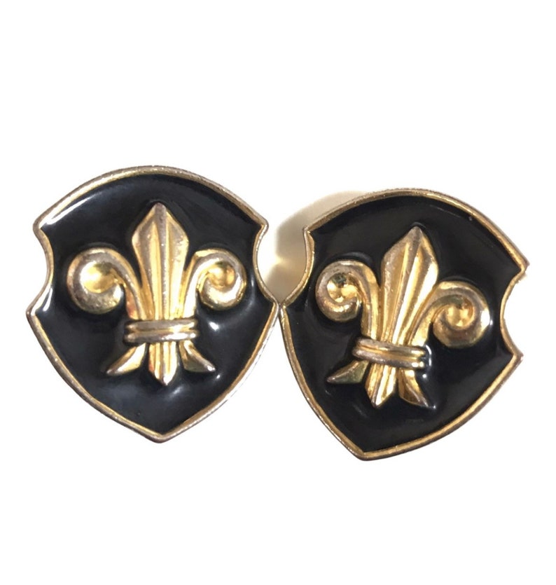 Black And Golden Flag Design Earrings