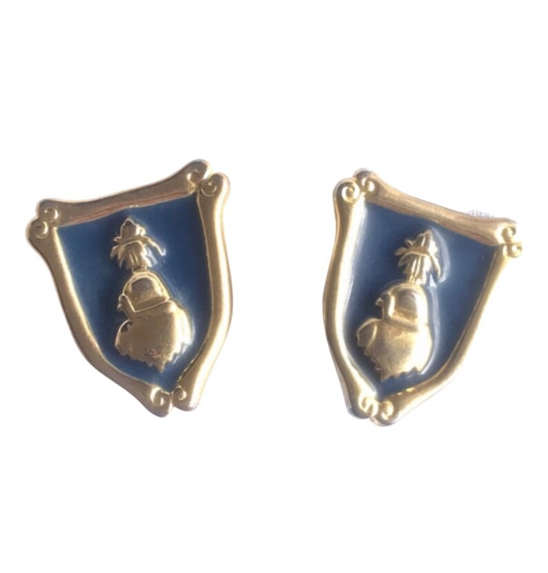 Navy And Golden Flag Design Earrings