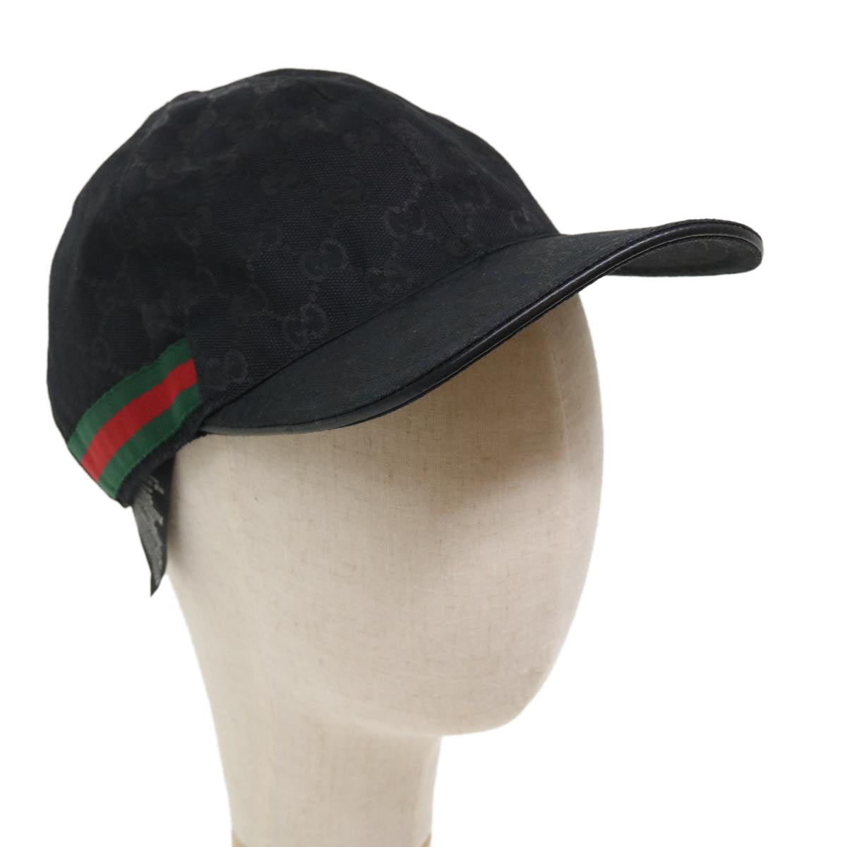 Image of GUCCI GG Canvas Web Sherry Line Cap XL Black Red Green 200035 Auth ki2685