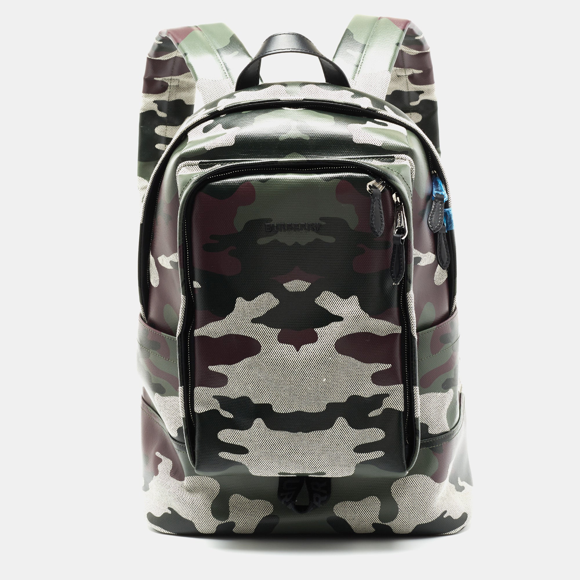 Burberry Green Camouflage Coated and Canvas Large Jack Backpack