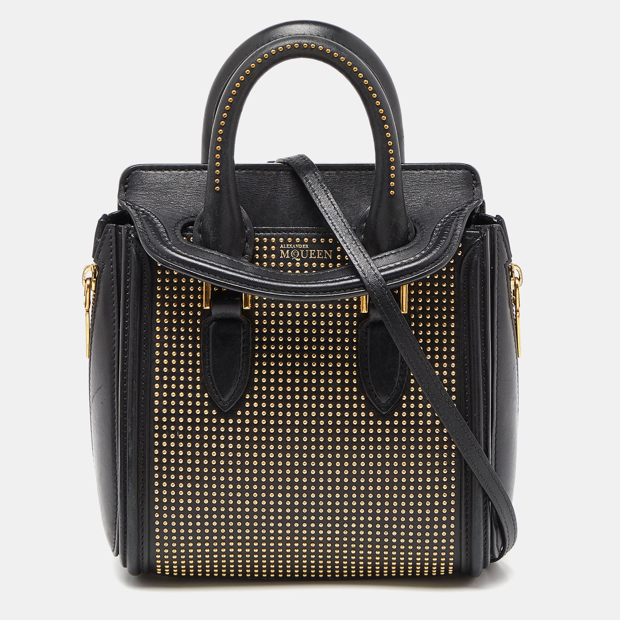 Black Studded Leather Mini Heroine Satchel