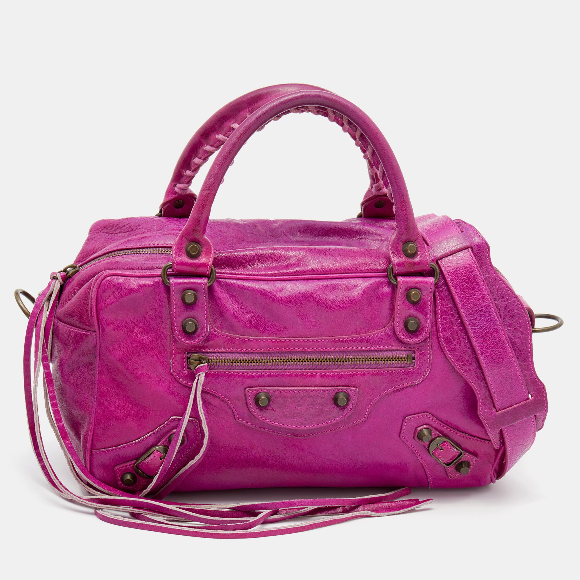 Balenciaga City Giant Studs Bag Leather Medium Purple  eBay