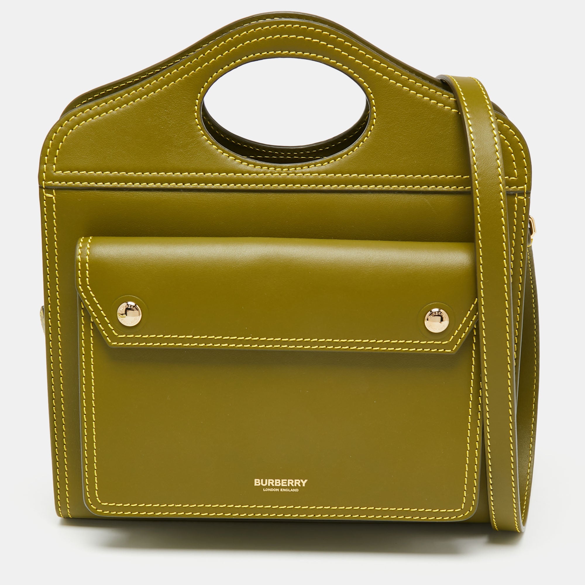 Burberry Green Leather Mini Pocket Bag