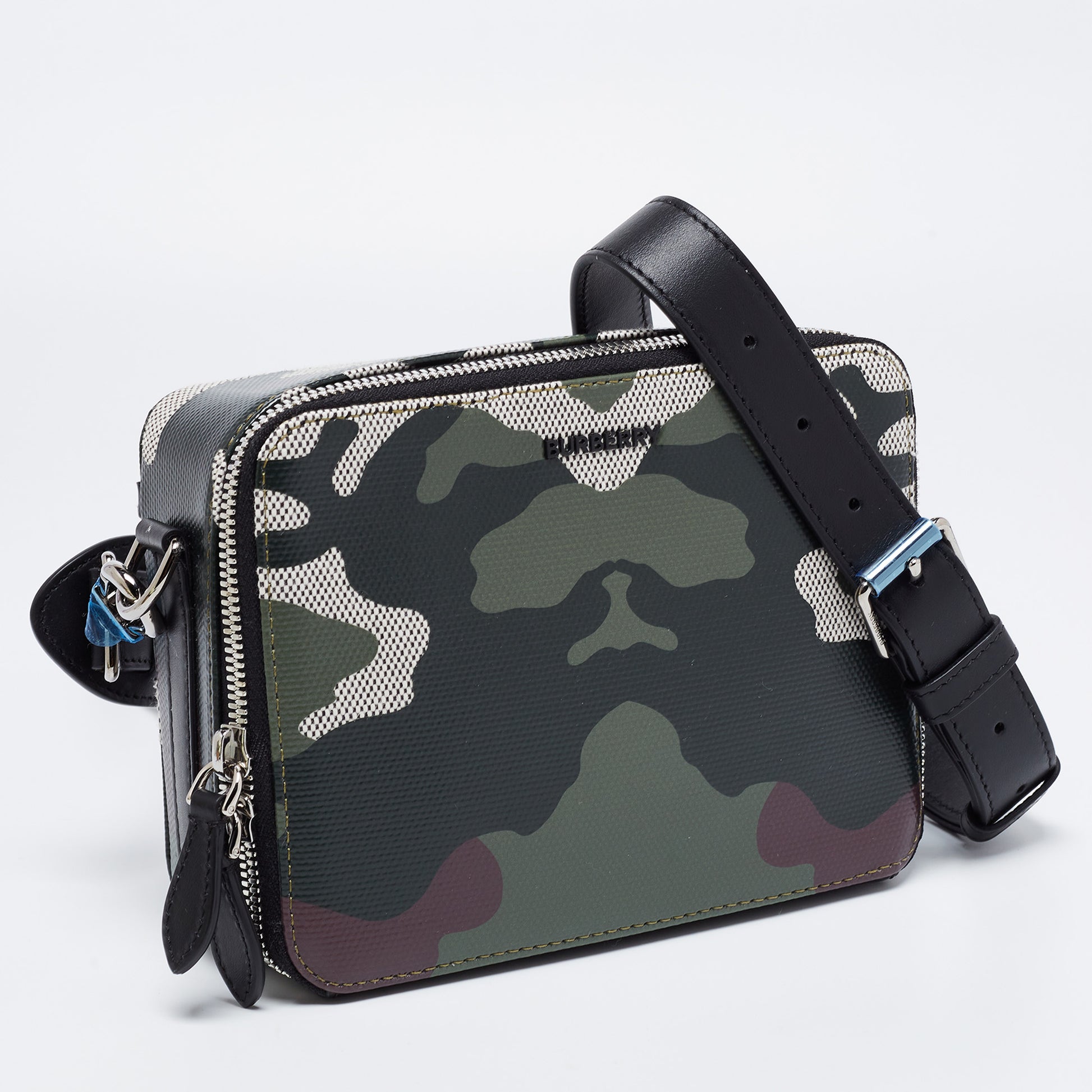 Burberry Green Camo Print Leather Crossbody Bag