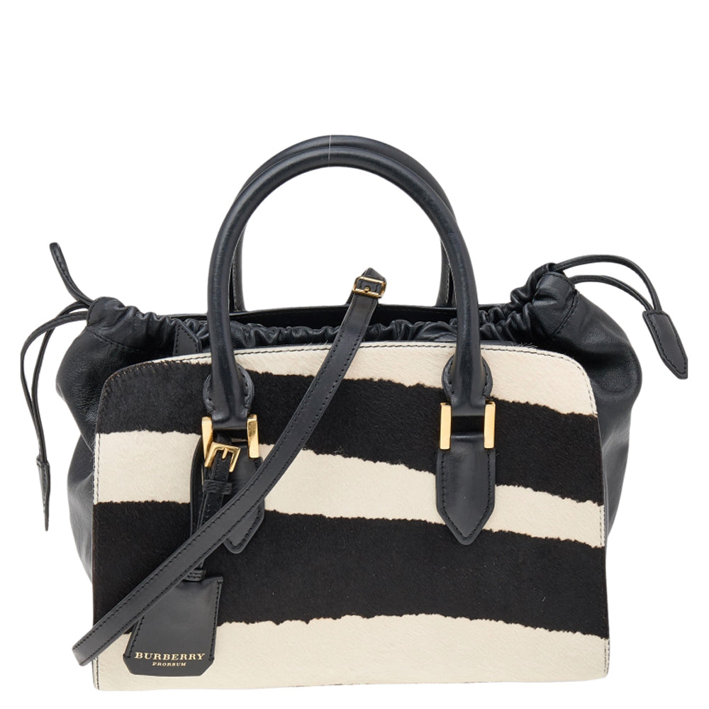 Burberry Black/White Zebra Print Calf Hair And Leather The Crush Draws