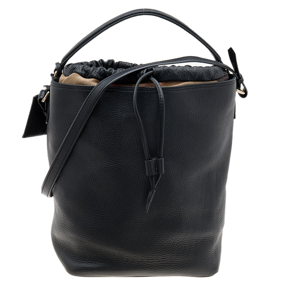 Burberry Black Leather Susanna Bucket Bag