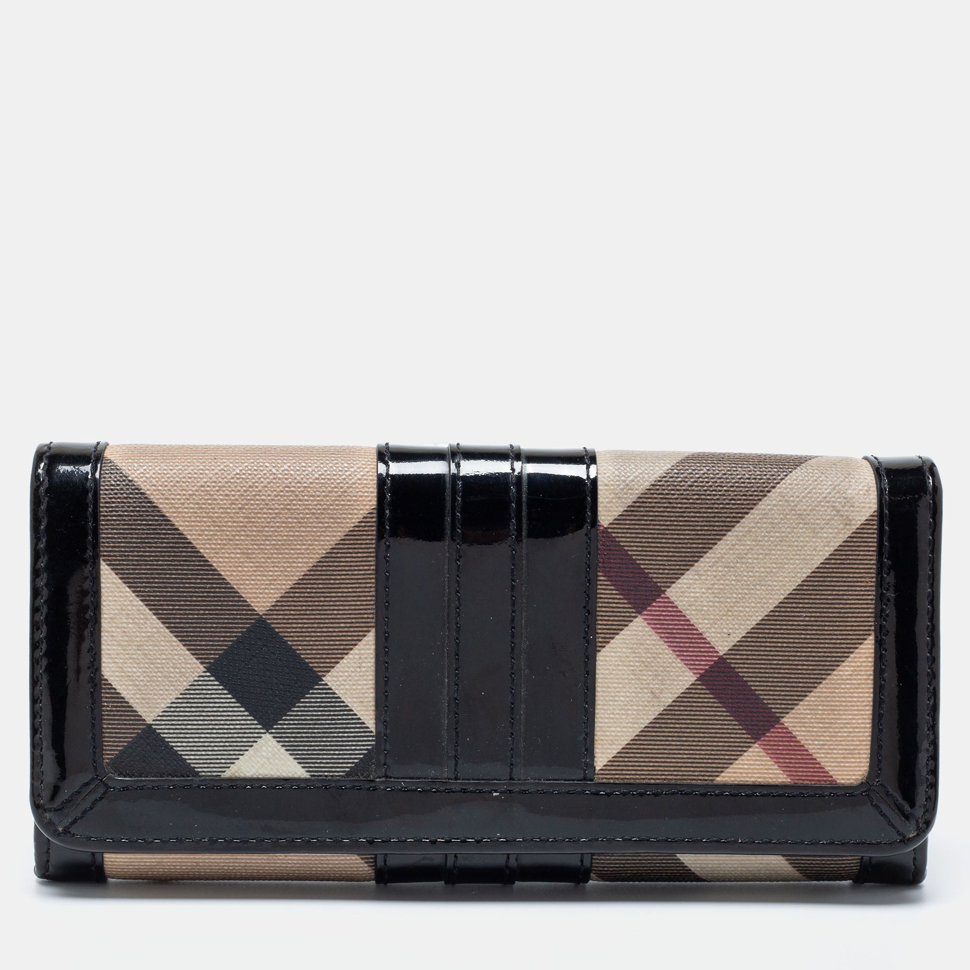 Burberry Beige/Black Nova Check PVC and Patent Leather Penrose Contine