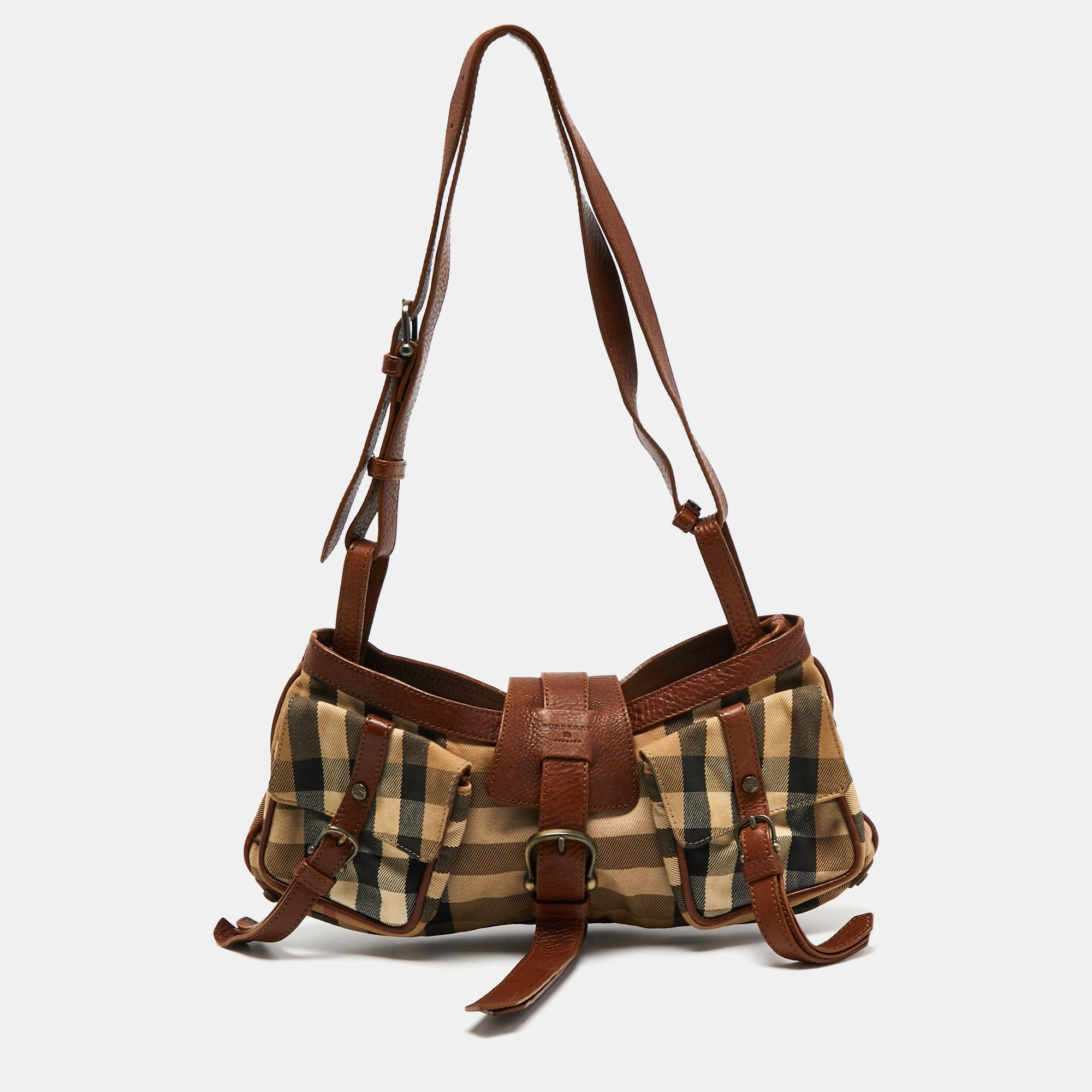 Burberry Prorsum Beige/Brown House Check Canvas and Leather Cinda Shou