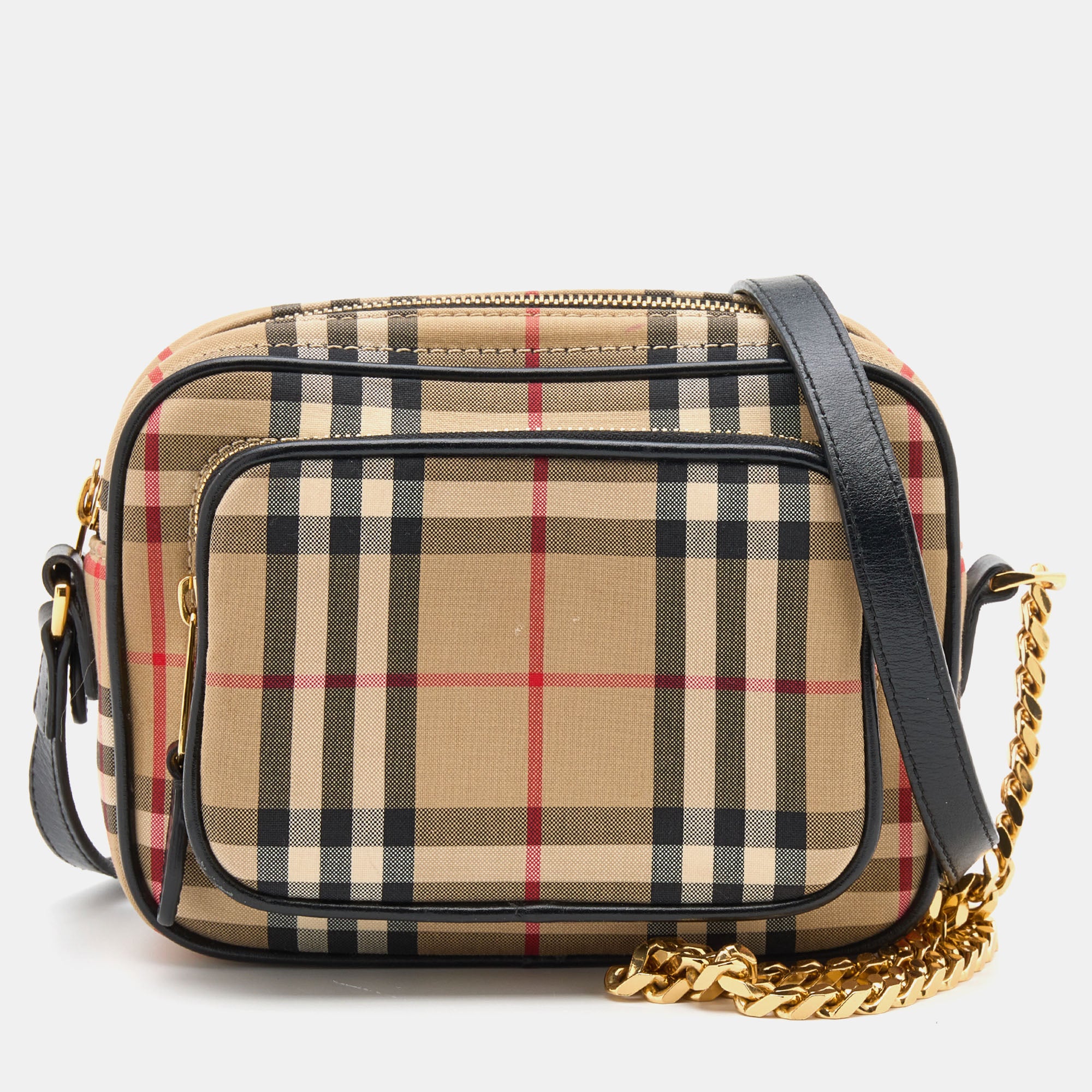 Burberry Beige Vintage Check Fabric Paddy Crossbody Bag