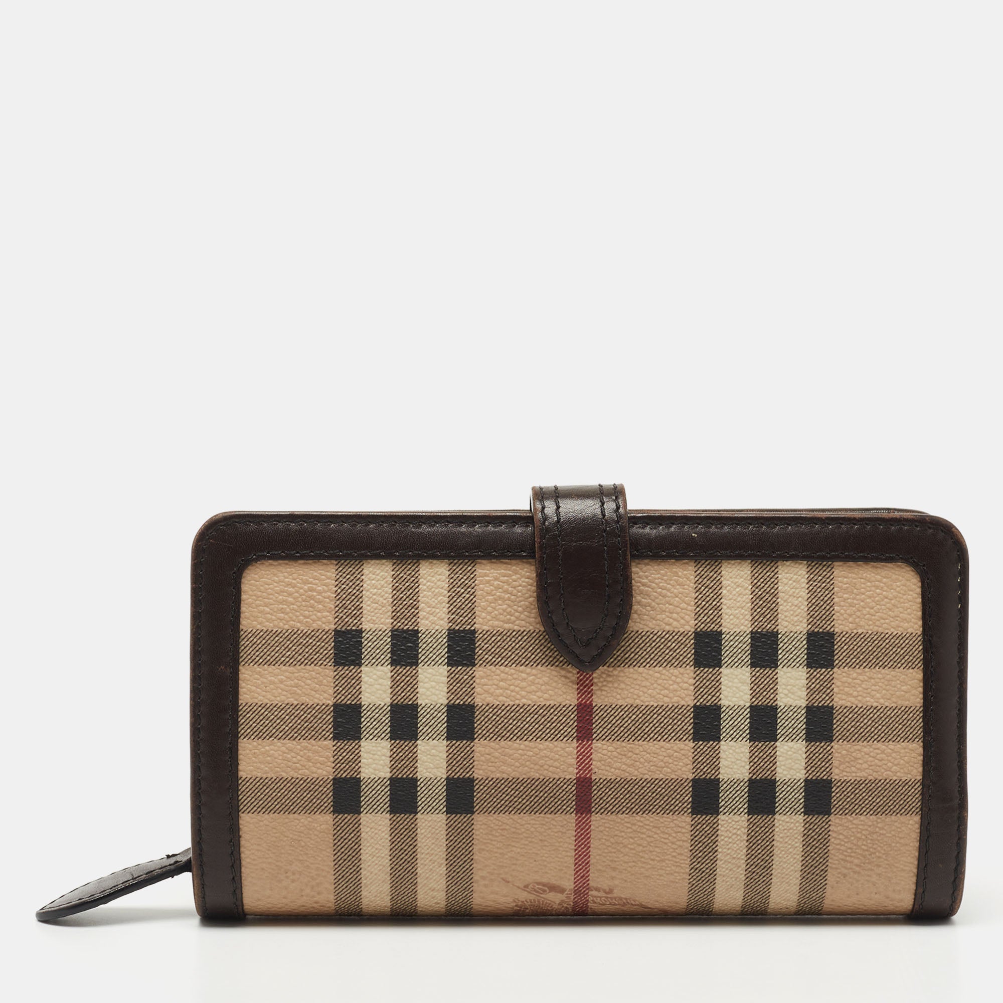 Burberry Beige/Brown Haymarket Check Pvc and Leather Continental Walle