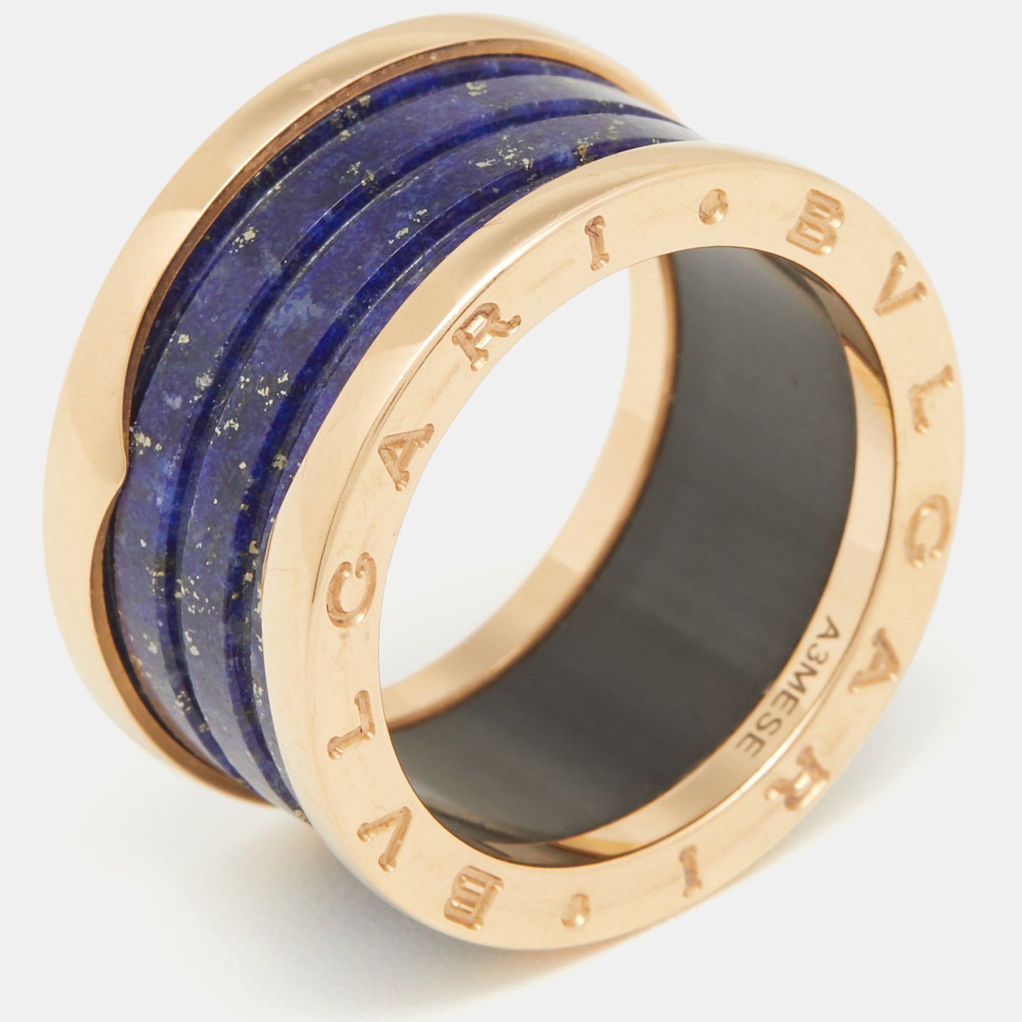 Bvlgari  Lapis Lazuli 18K Rose Gold Band Ring Size 56