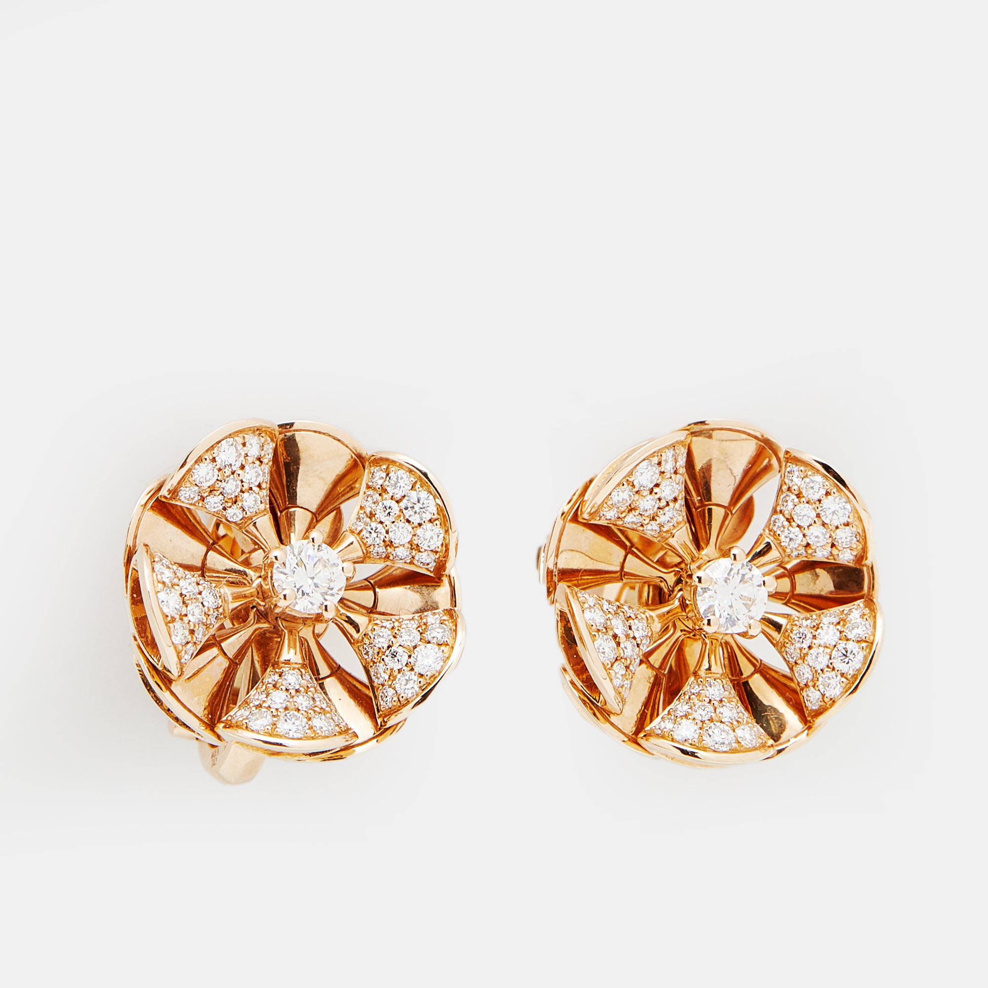 Bvlgari Divas' Dream Diamonds Paved 18k Rose Gold Earrings