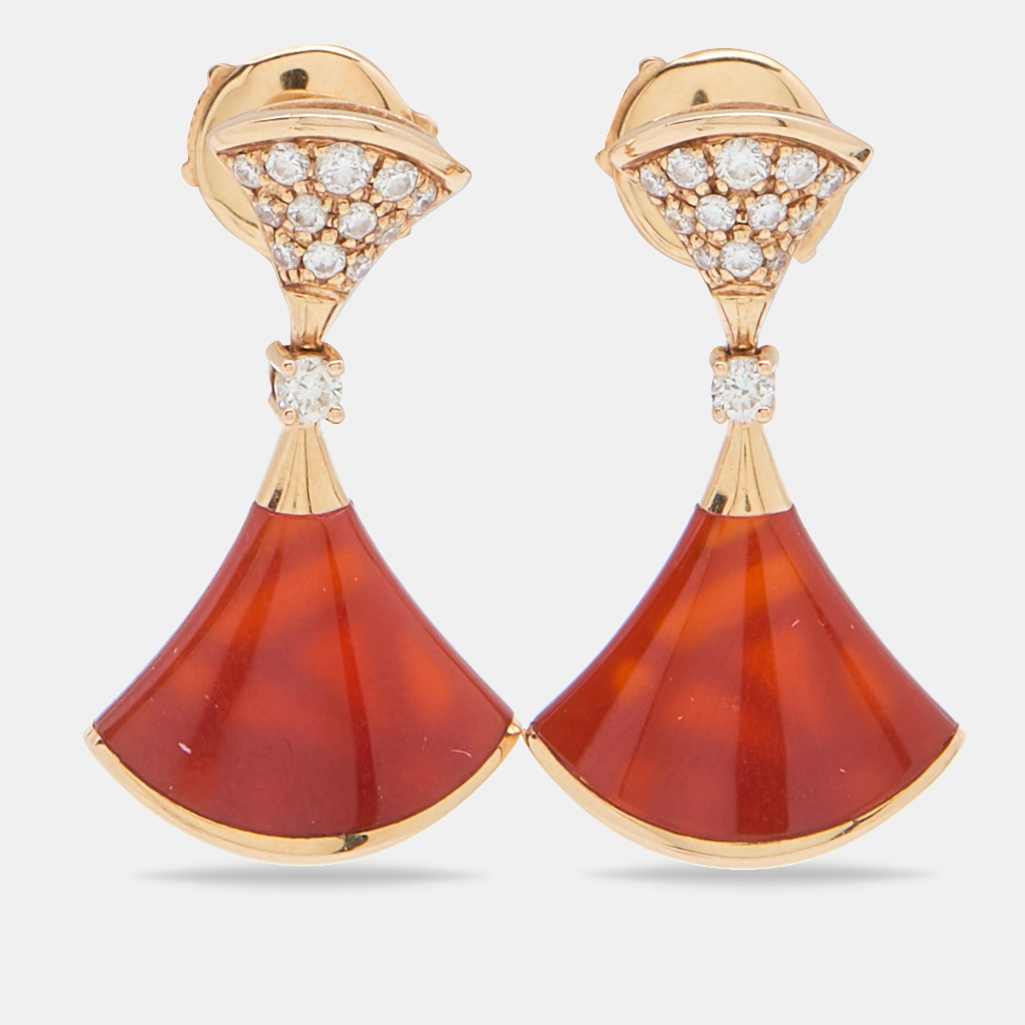 Bvlgari Divas' Dream Carnelian Diamonds 18k Rose Gold Earrings