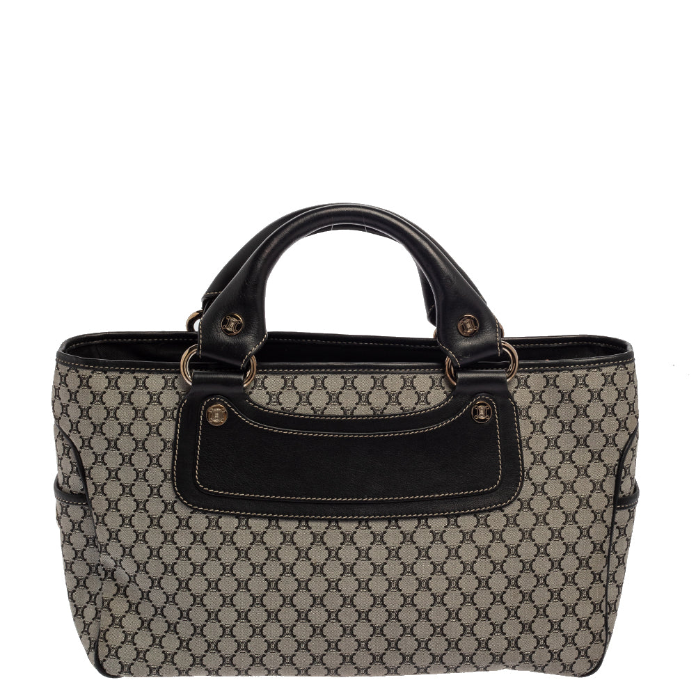 Image of Celine Black/Grey Macadam Canvas And Leather Boogie Tote, Grey