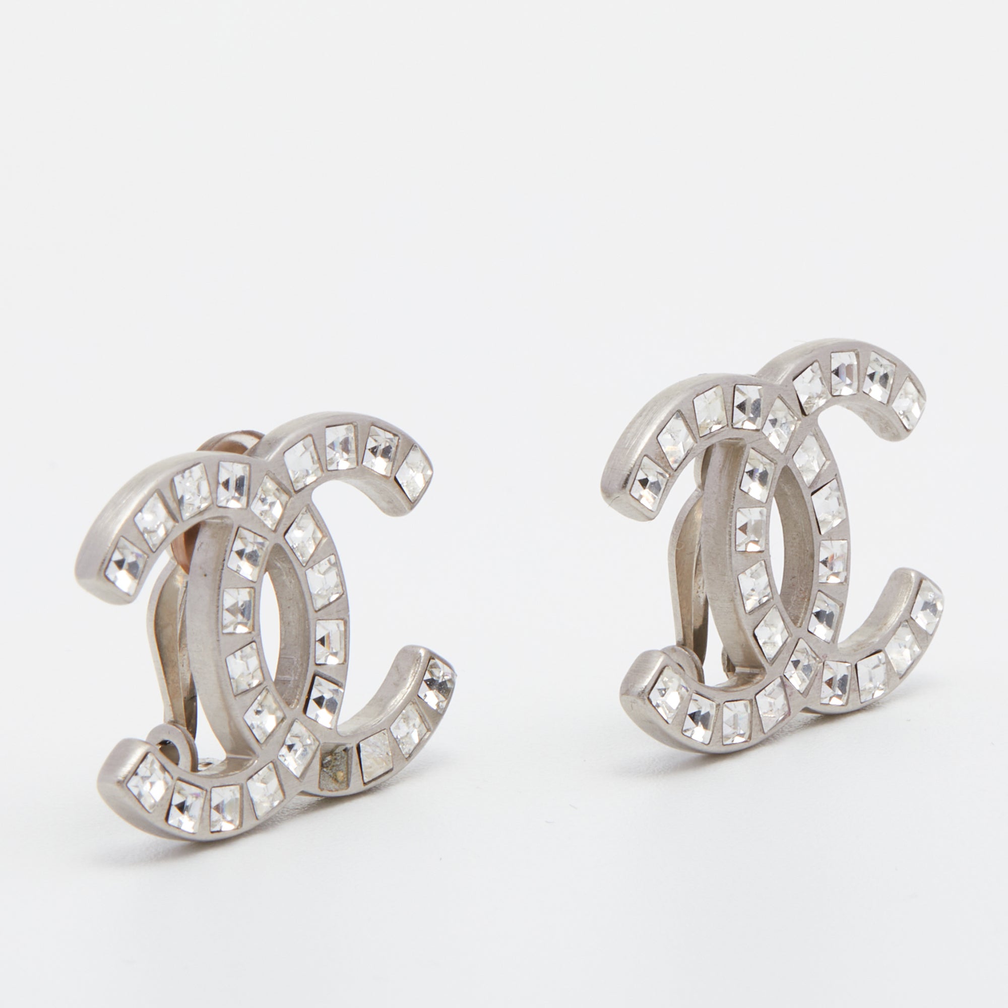 Chanel Silver Metal And Crystal CC Teardrop Earrings Available For  Immediate Sale At Sothebys