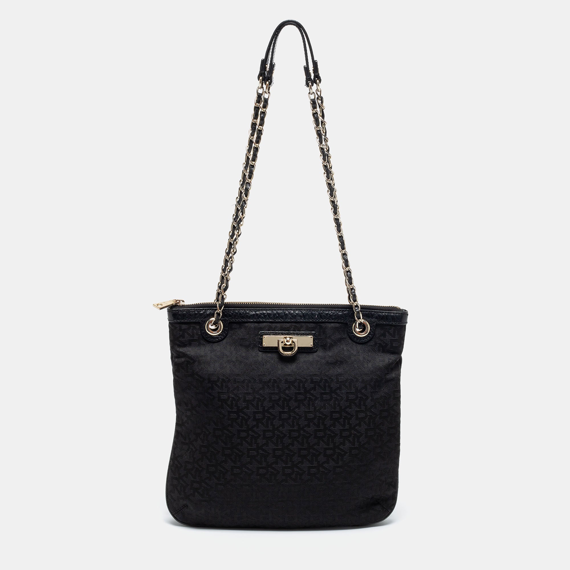 Circulaire  DKNY Black Signature Canvas Chain Shoulder Bag