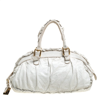 Dolce & Gabbana White Crease Leather XX Anniversary Satchel