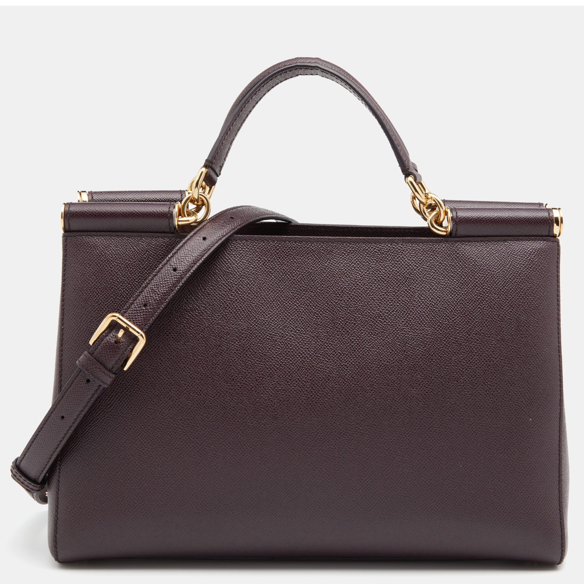 Dolce & Gabbana Burgundy Leather Miss Sicily Tote