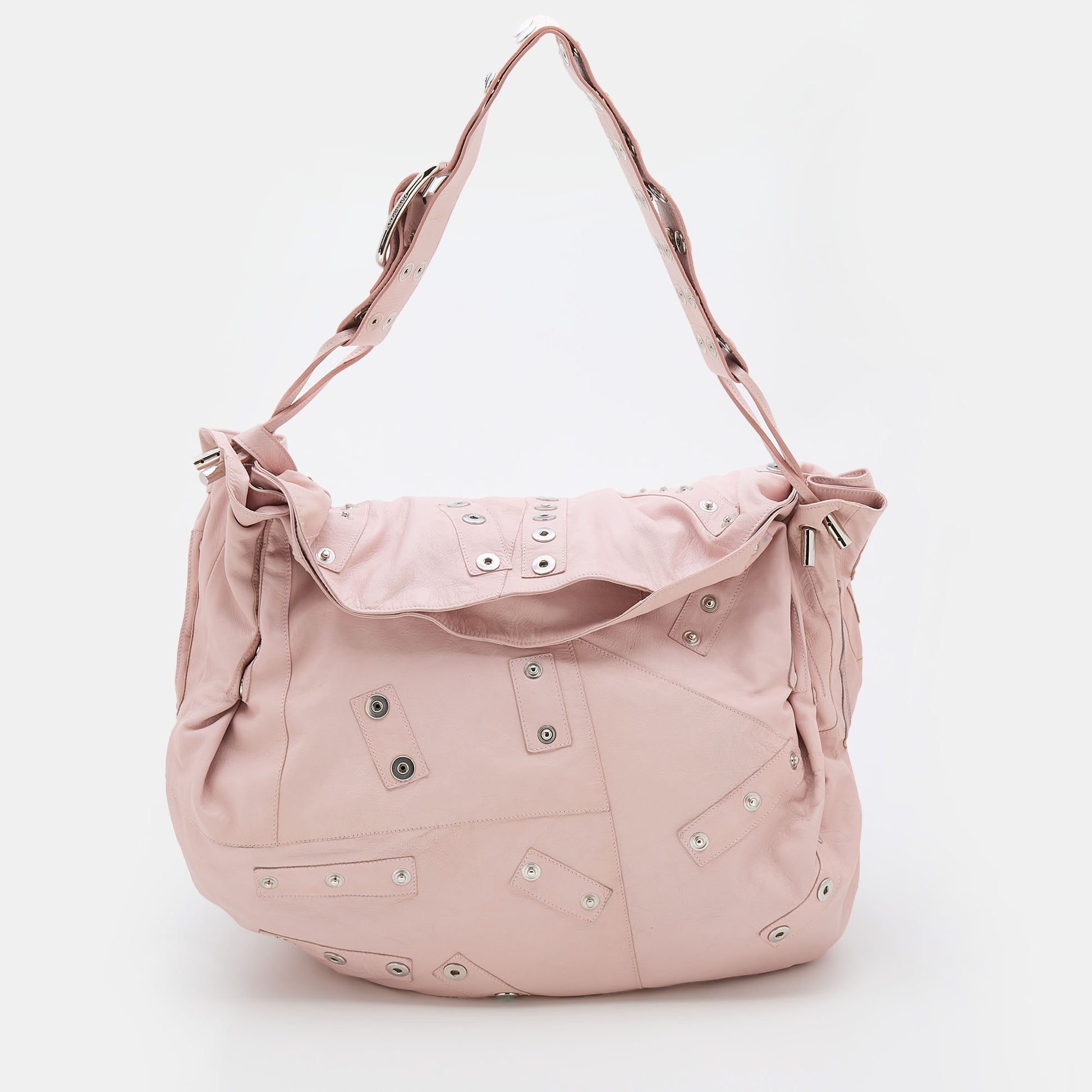 Dolce & Gabbana Pink Leather Drawstring Hobo