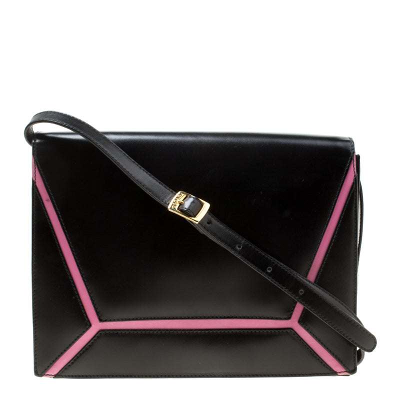 Black/Pink Leather Shoulder Bag