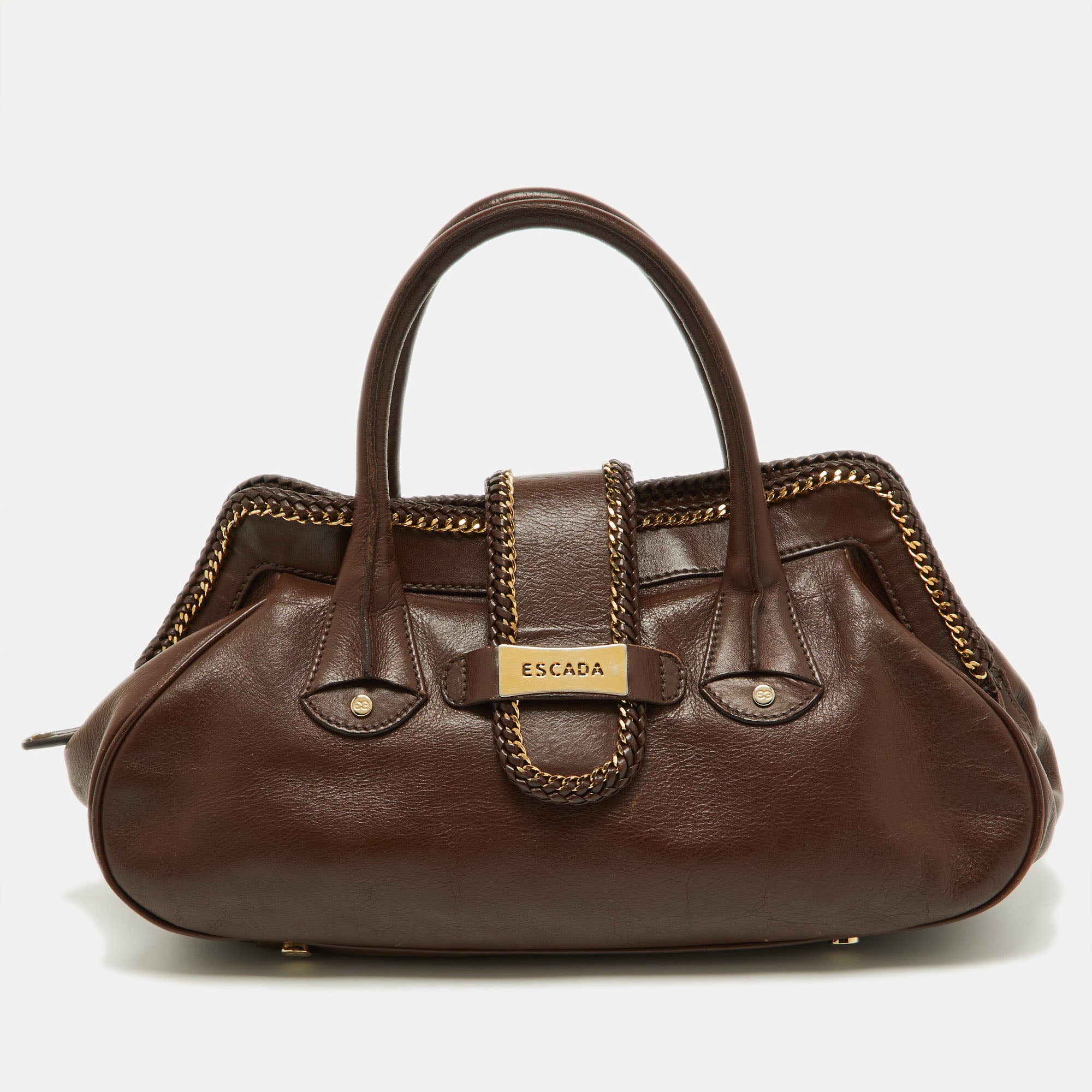 Brown Leather Chain Satchel