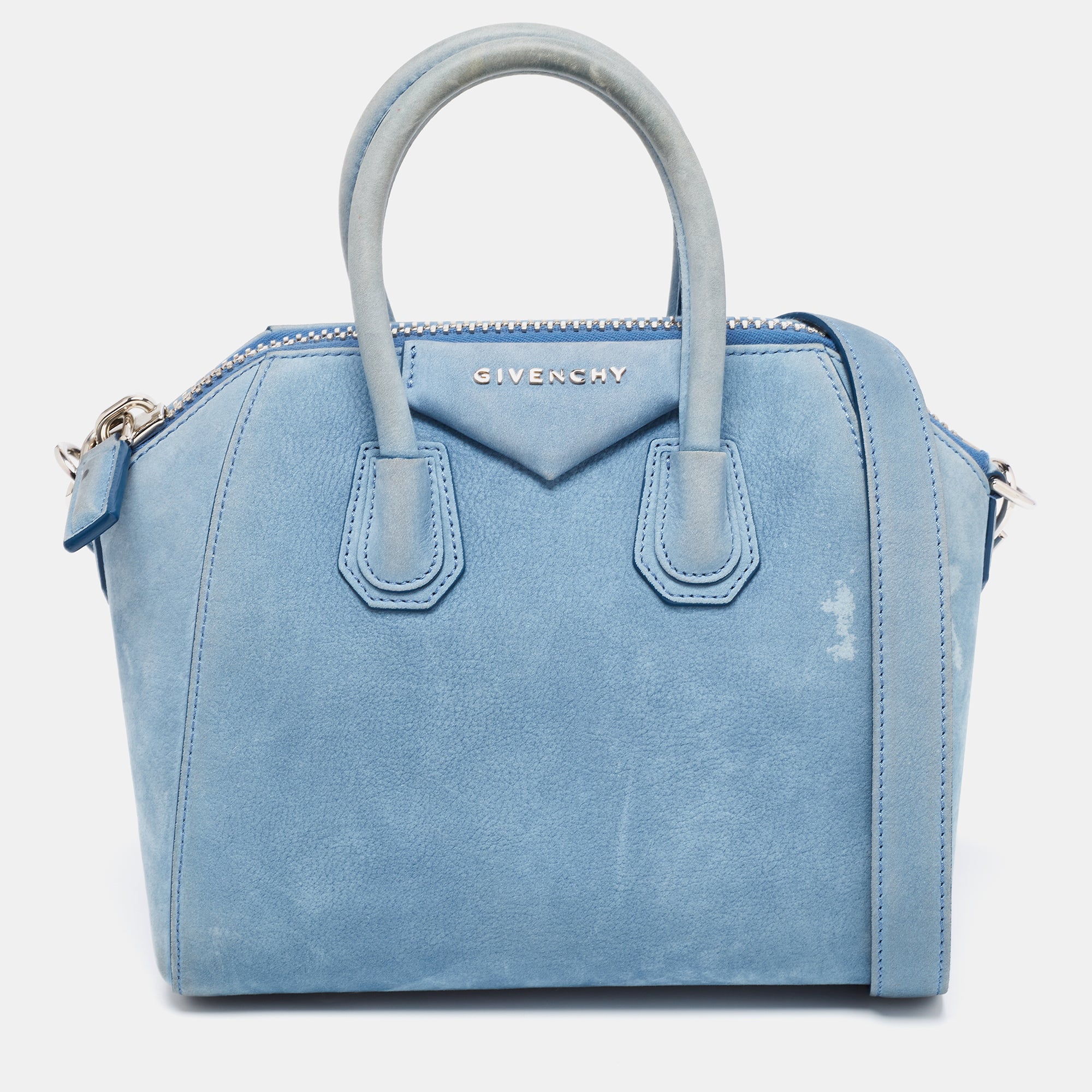 Givenchy Light Blue Nubuck Leather Mini Antigona Satchel