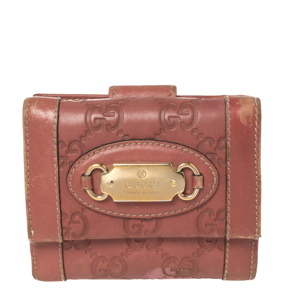 image of Gucci Pink Guccissima Leather French Wallet, Pink