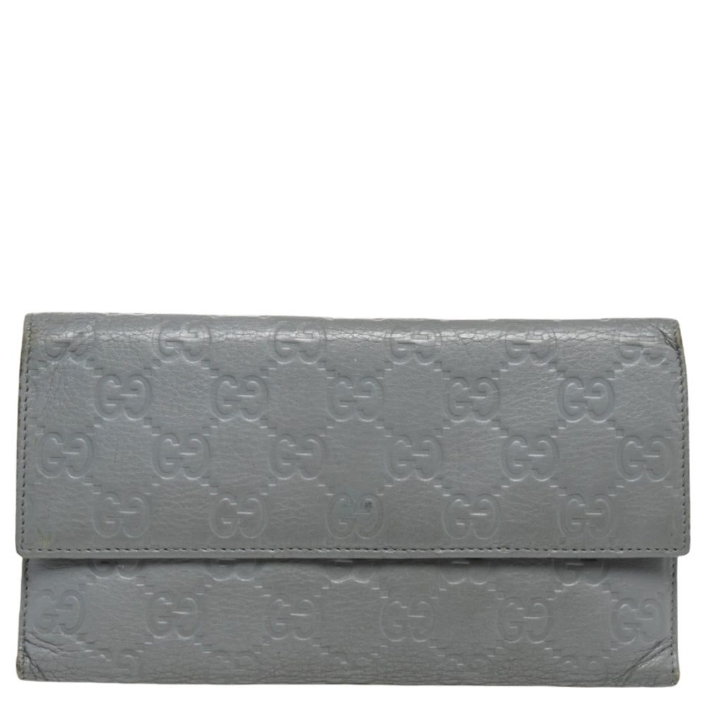 image of Gucci Grey Guccissima Leather Continental Wallet, Grey