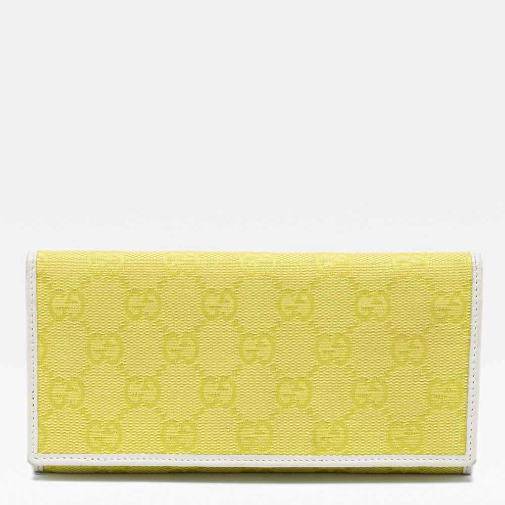 Gucci Yellow/White GG Canvas and Leather Continental Wallet, Yellow Product Image