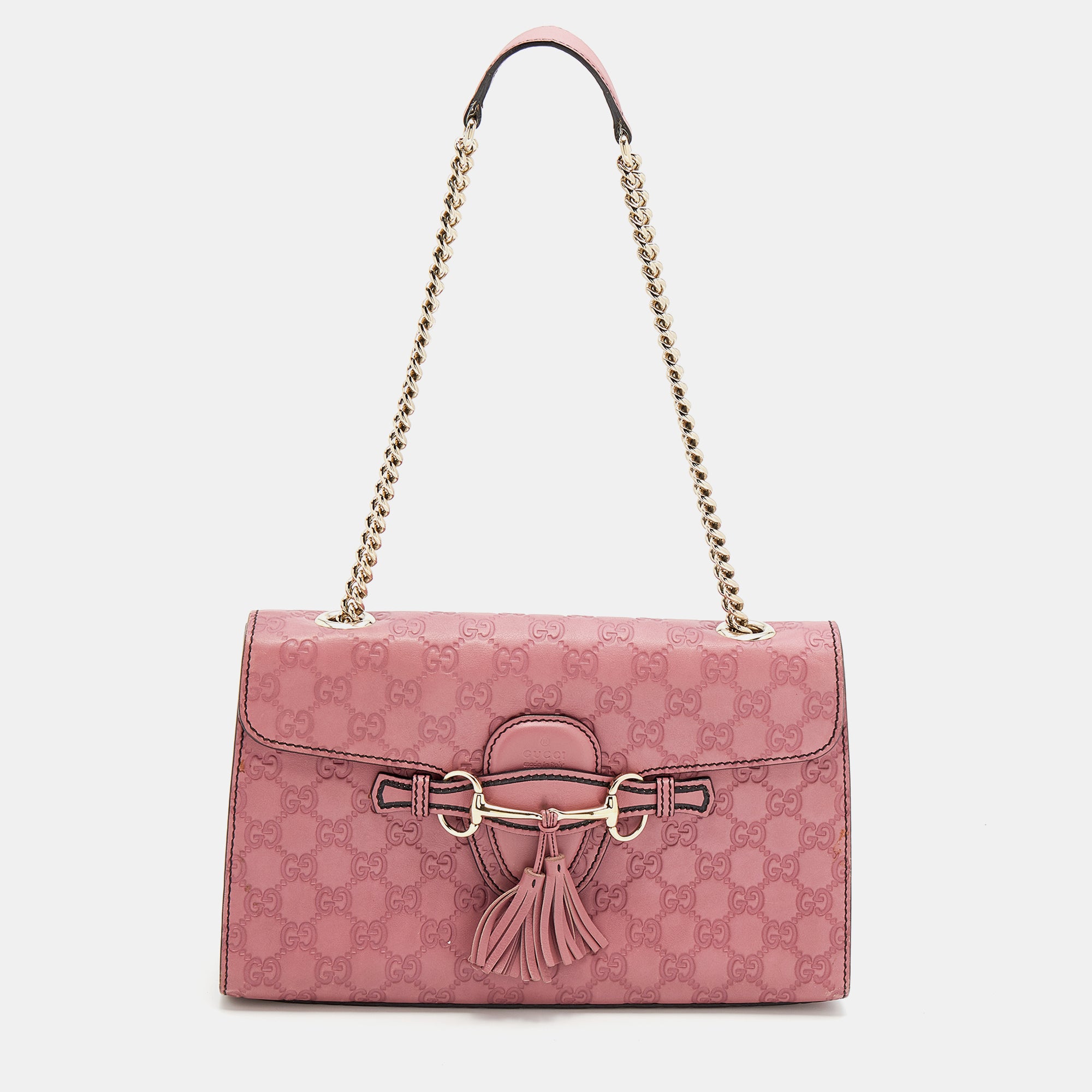 Gucci Pink Guccissima Leather Emily Chain Shoulder Bag
