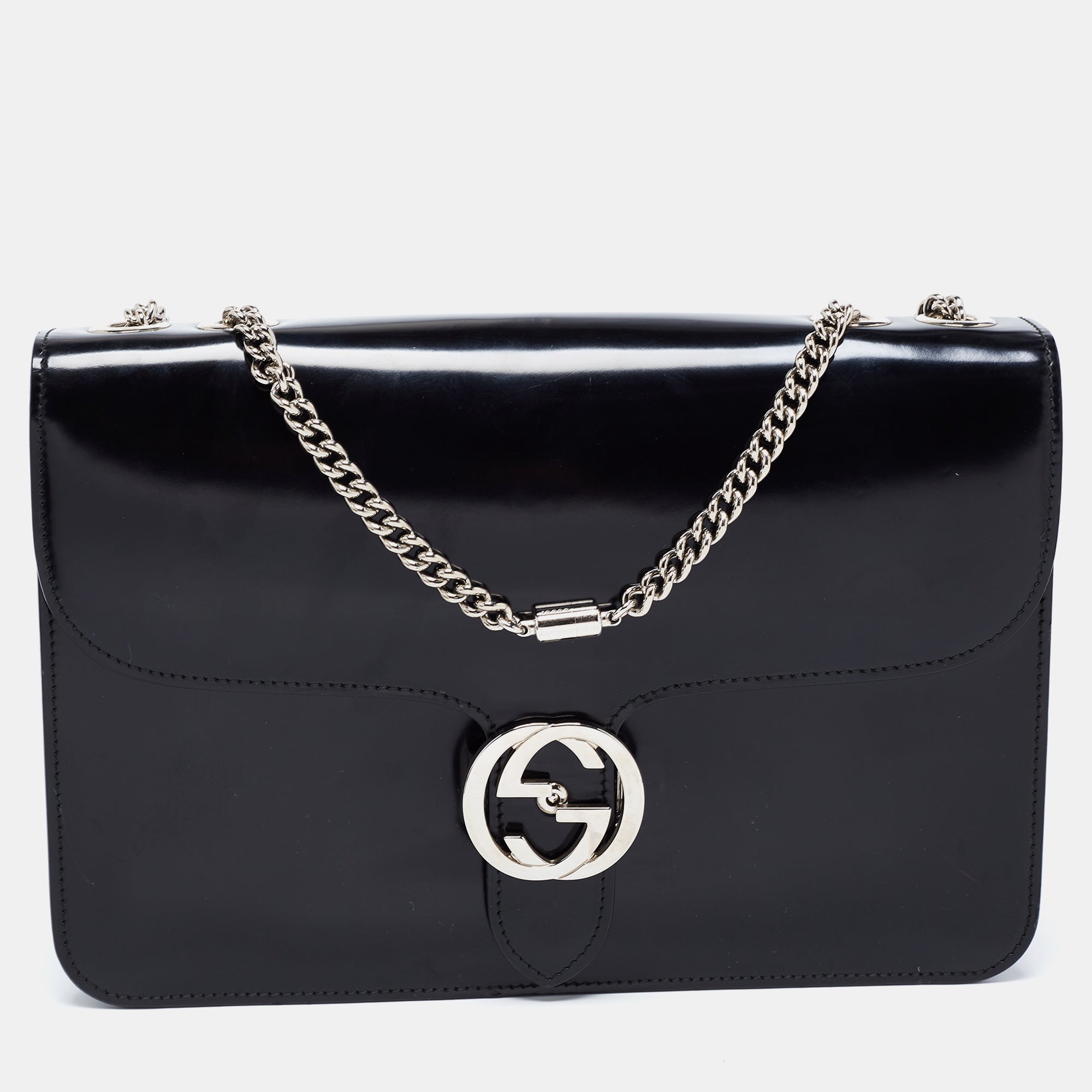 Gucci Interlocking Shoulder Bag Black