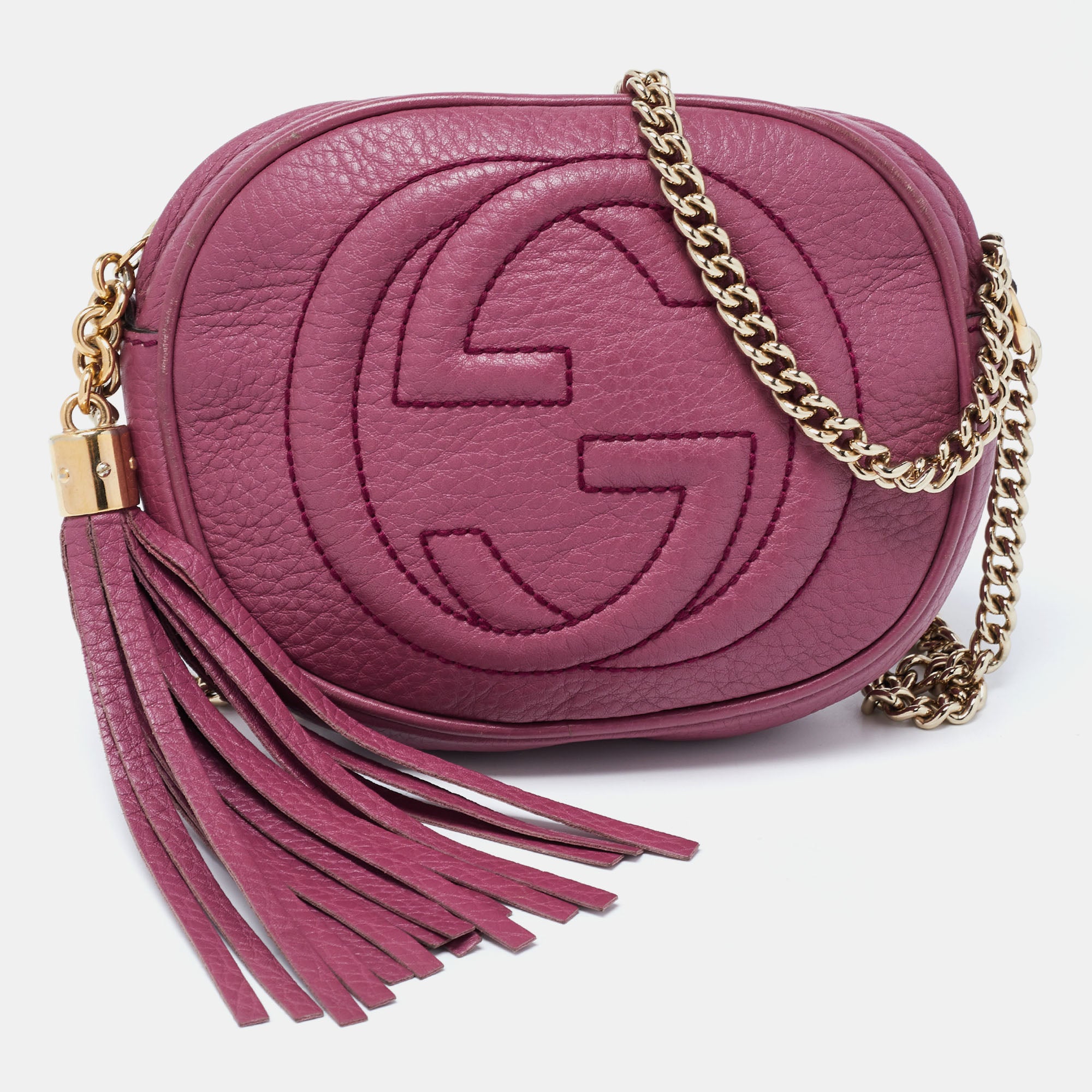 Gucci Pink Leather Mini Soho Disco Chain Crossbody Bag