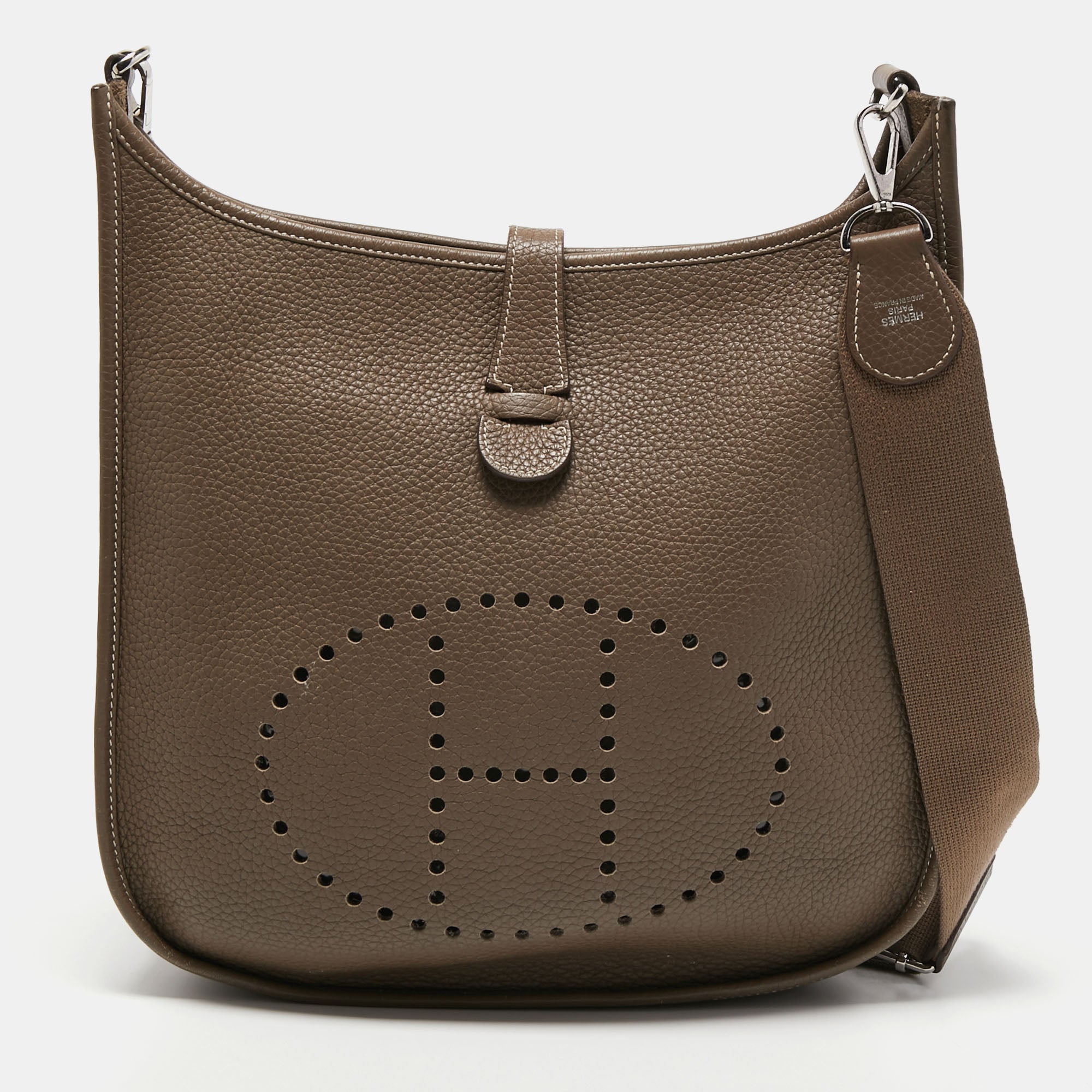 Hermes Taupe Clemence Leather Evelyne III GM Bag, Grey Rewards - Monetha