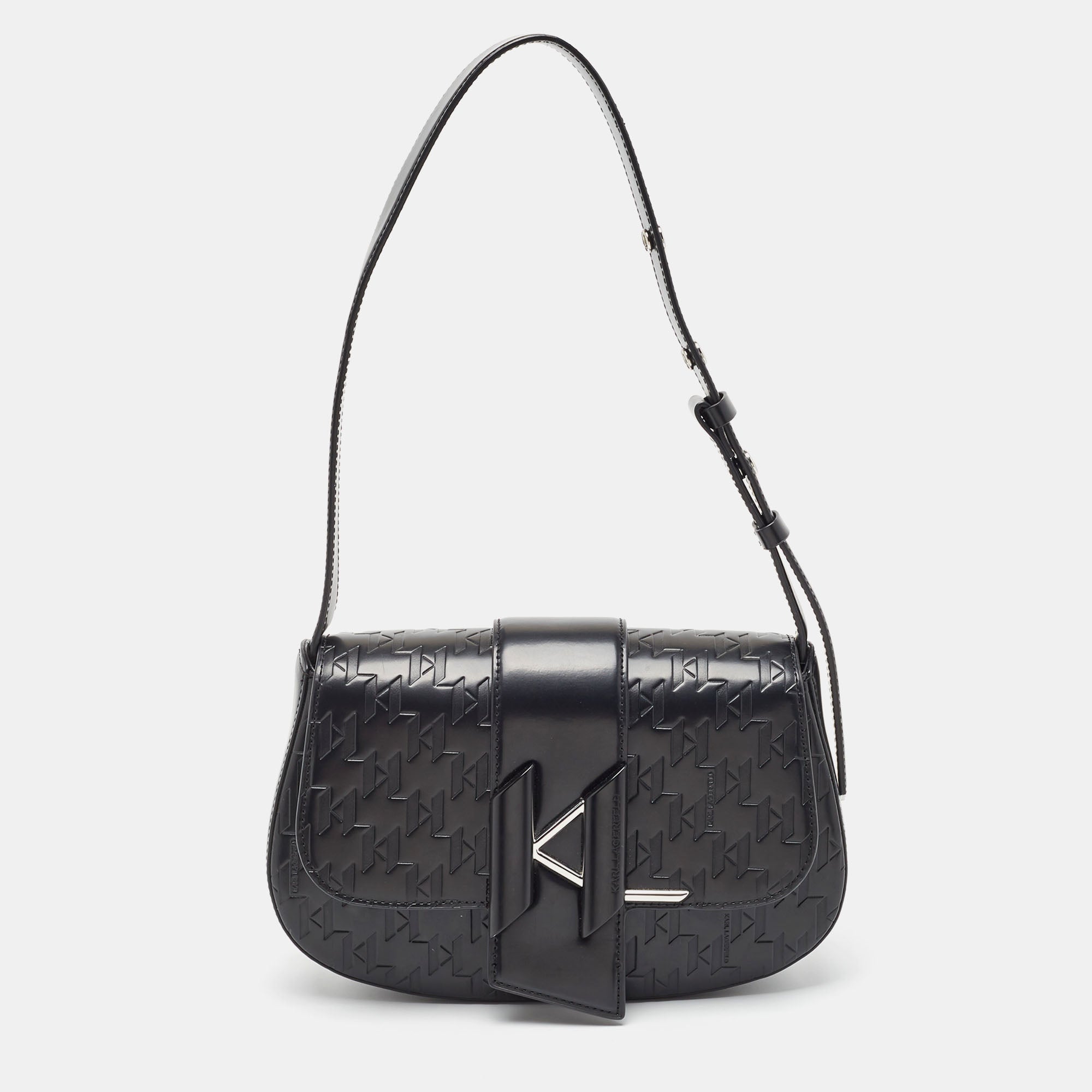 Black Leather K/Saddle Shoulder Bag