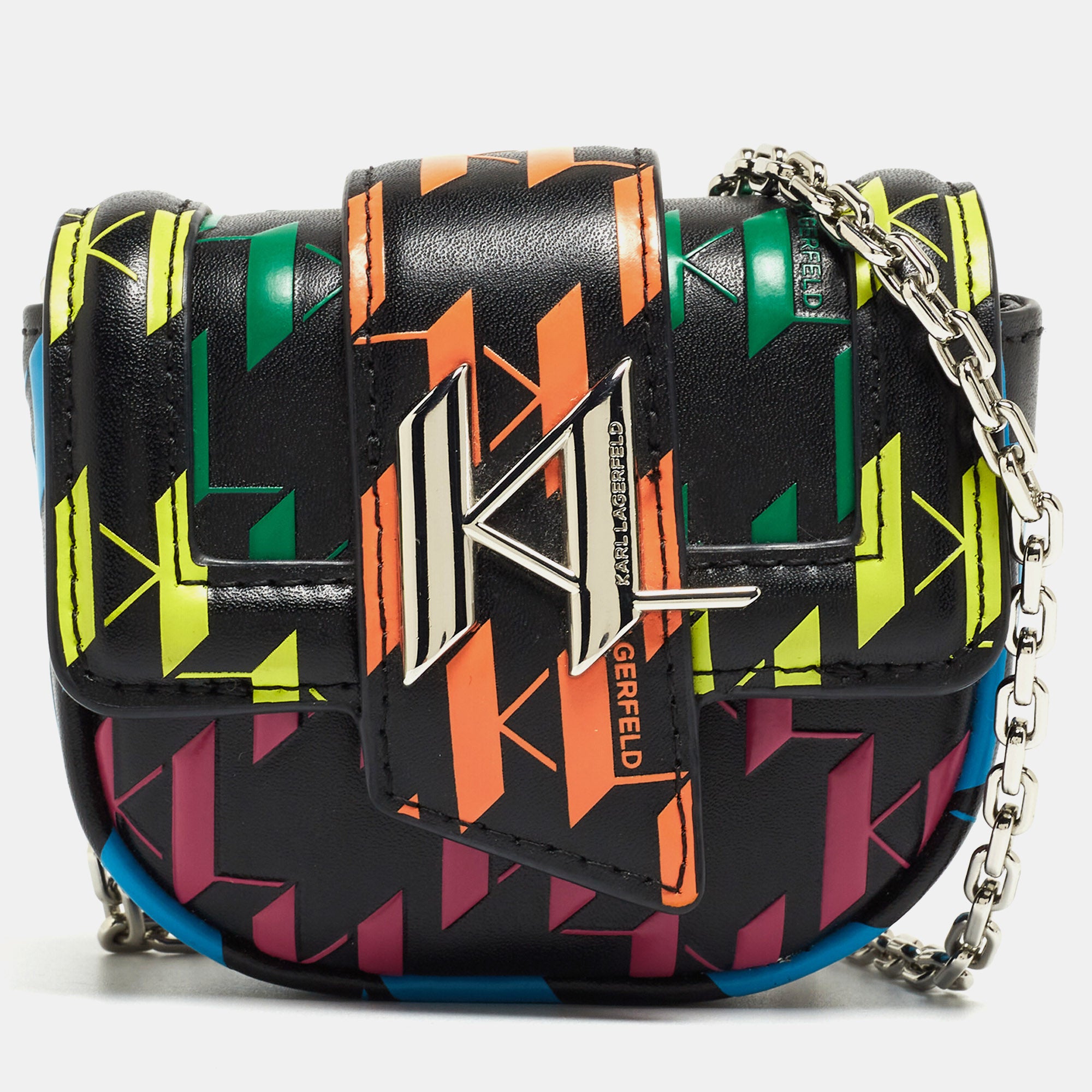 Multicolor Leather K/Saddle Chain Coin Purse