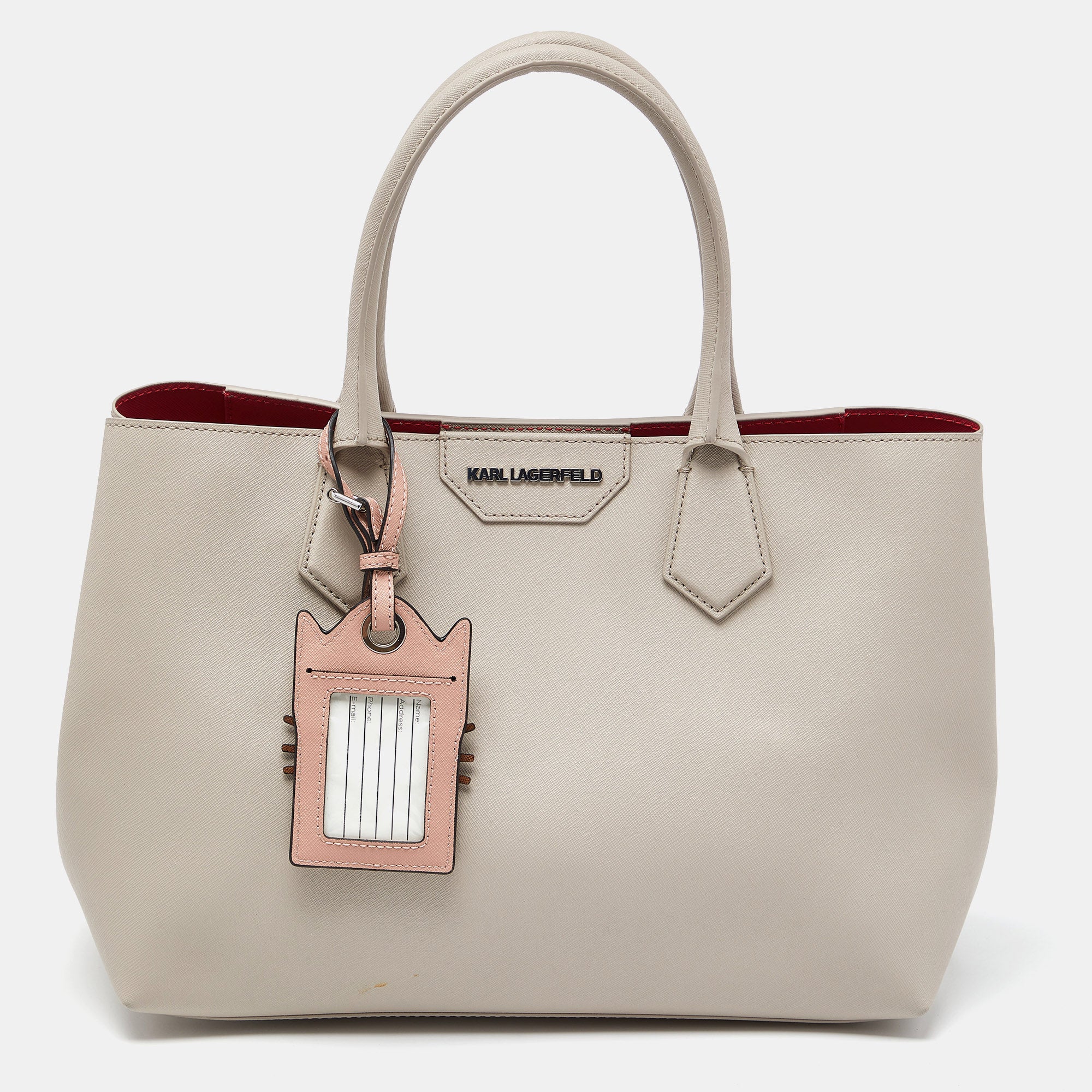 Grey Textured Leather Tote