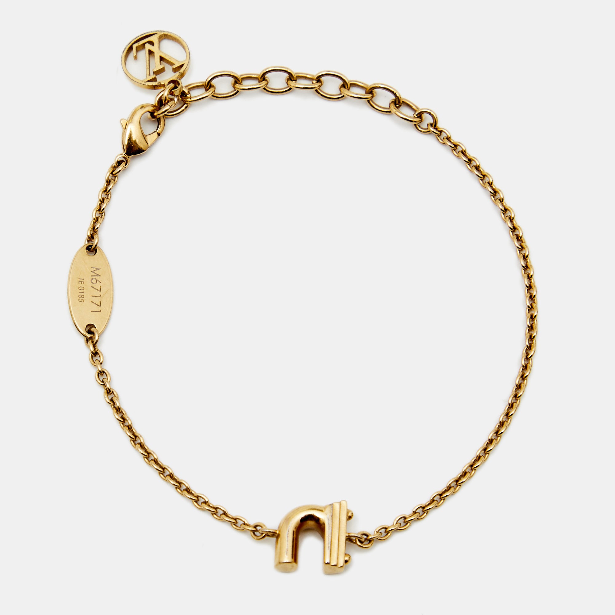 Louis Vuitton LV & Me Letter 'M' Bracelet - Gold-Tone Metal Charm,  Bracelets - LOU227327