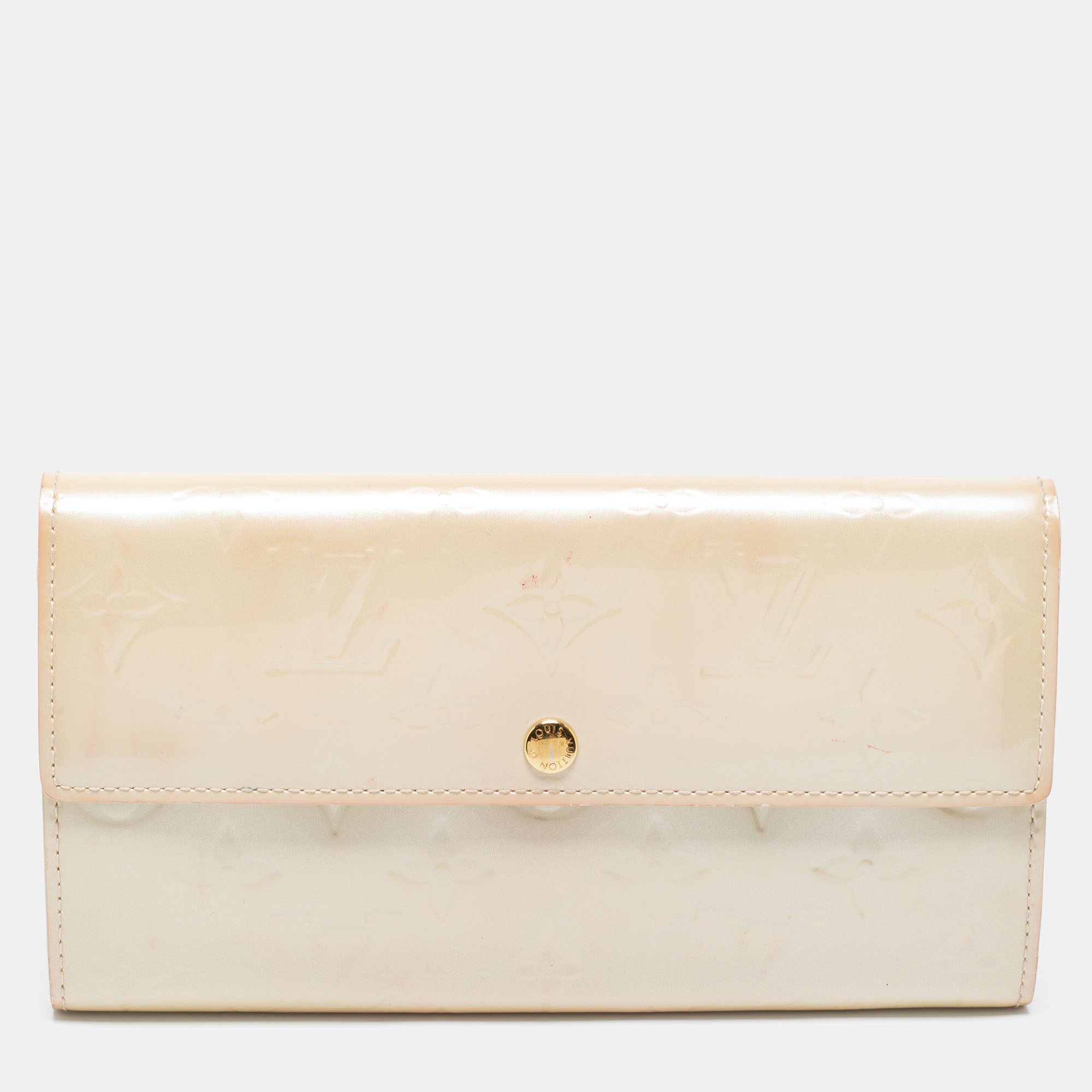 Louis Vuitton Blanc Corail Monogram Vernis Leather Sarah Wallet, Cream Product Image