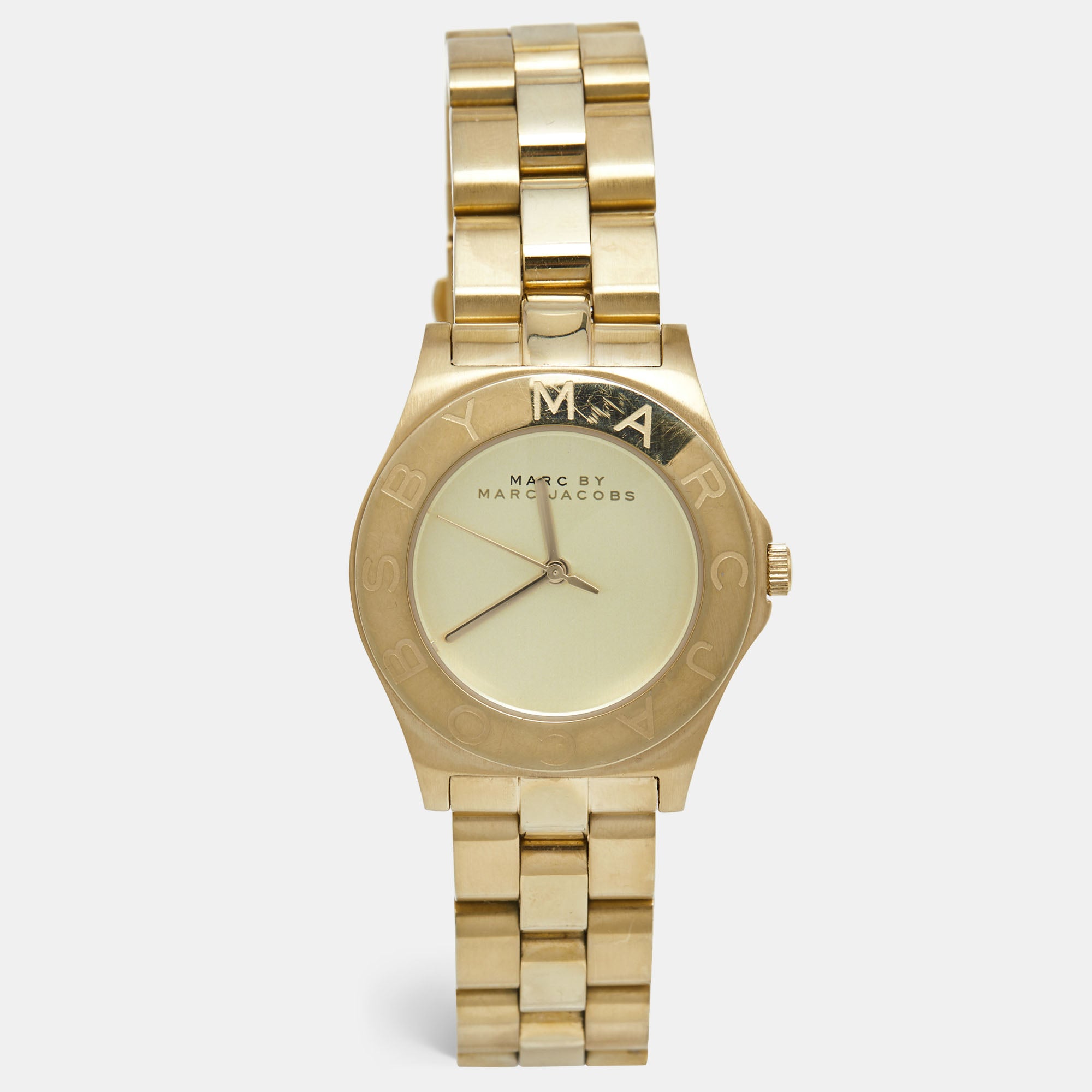 marc by marc jacobs champagne gold plated stainless steel blake mbm3126 women's wristwatch 36 mm