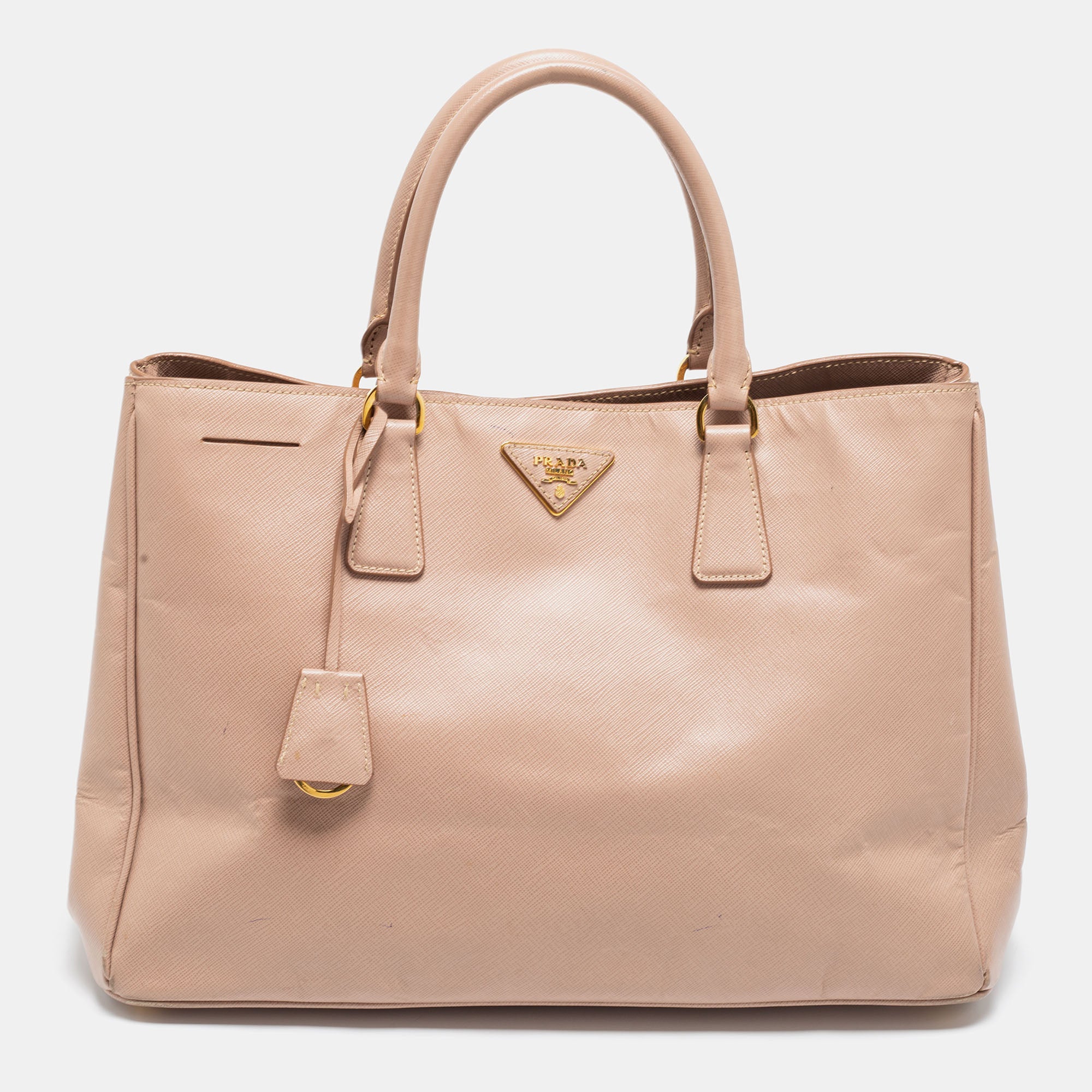 Prada Beige Saffiano Lux Leather Large Tote