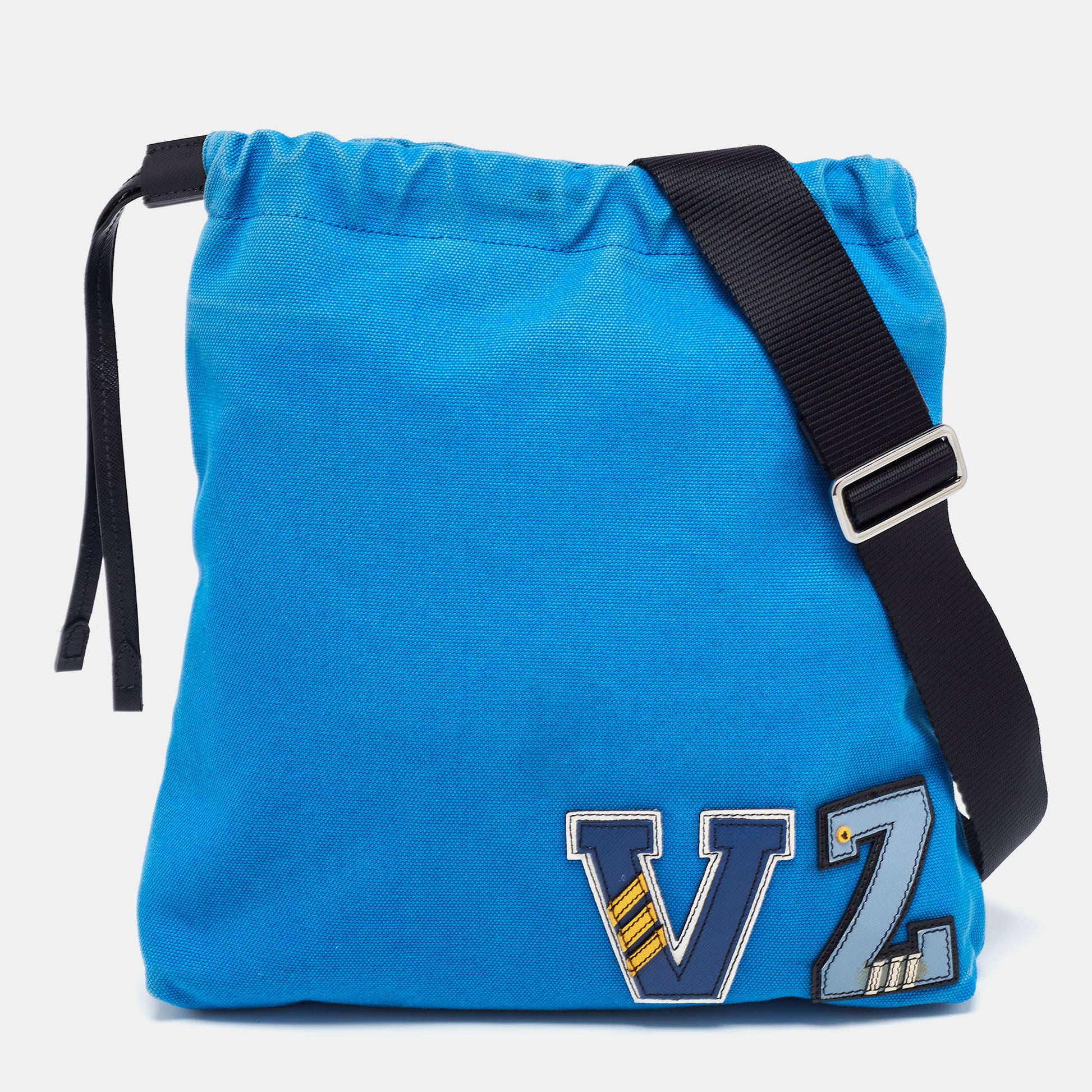 Prada Blue Canvas Shoulder Bag